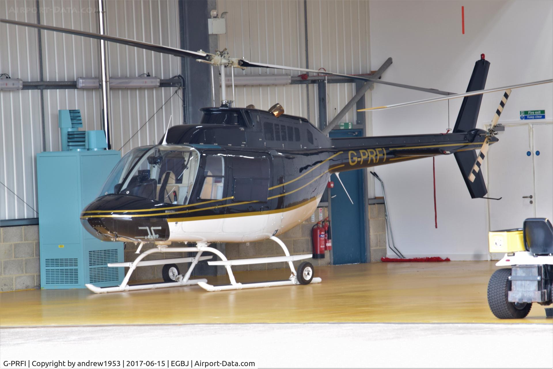 G-PRFI, 1978 Agusta AB-206B JetRanger II C/N 8556, G-PRFI at Gloucestershire Airport.