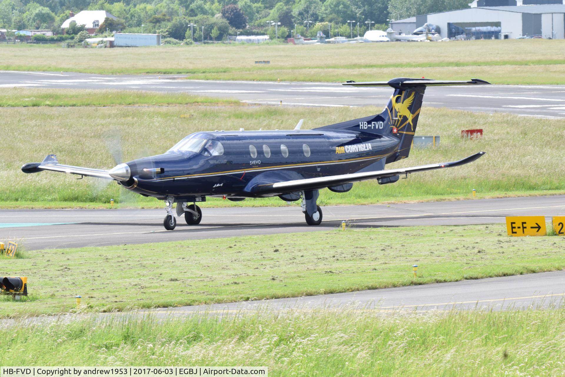 HB-FVD, 2008 Pilatus PC-12/47E C/N 1072, HB-FVD at Gloucestershire Airport.
