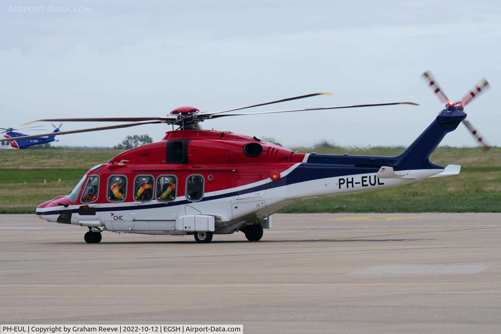 PH-EUL, 2018 AgustaWestland AW-189 C/N 89011, Departing from Norwich.