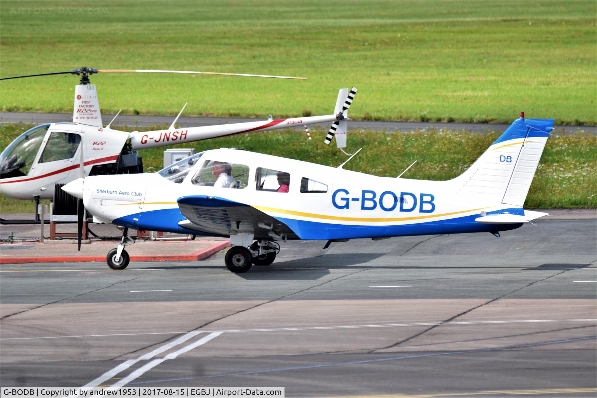 G-BODB, 1988 Piper PA-28-161 Cherokee Warrior II C/N 2816042, G-BODB at Gloucestershire Airport.