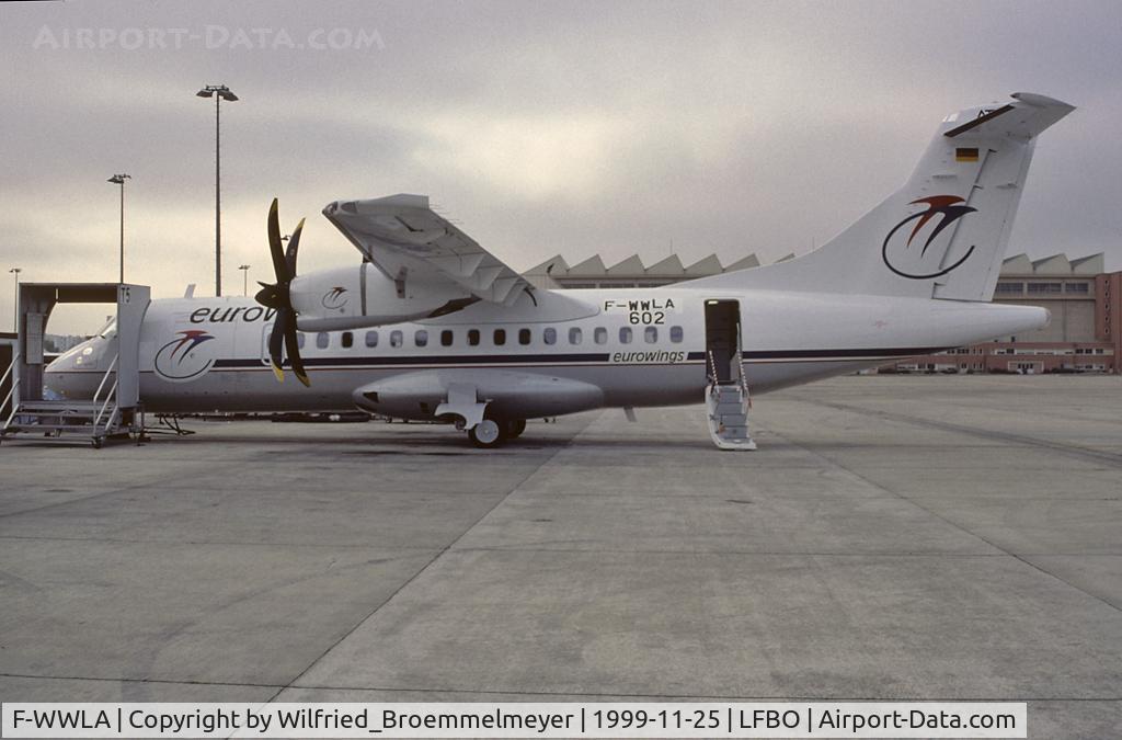 F-WWLA, 1999 ATR 42-500 C/N 602, SCAN of Kodak K64 slide - during apron spotter tour at Airbus/ATR Factory at Toulouse - will be D-BSSS after delivery - one new toy for me at Eurowings.