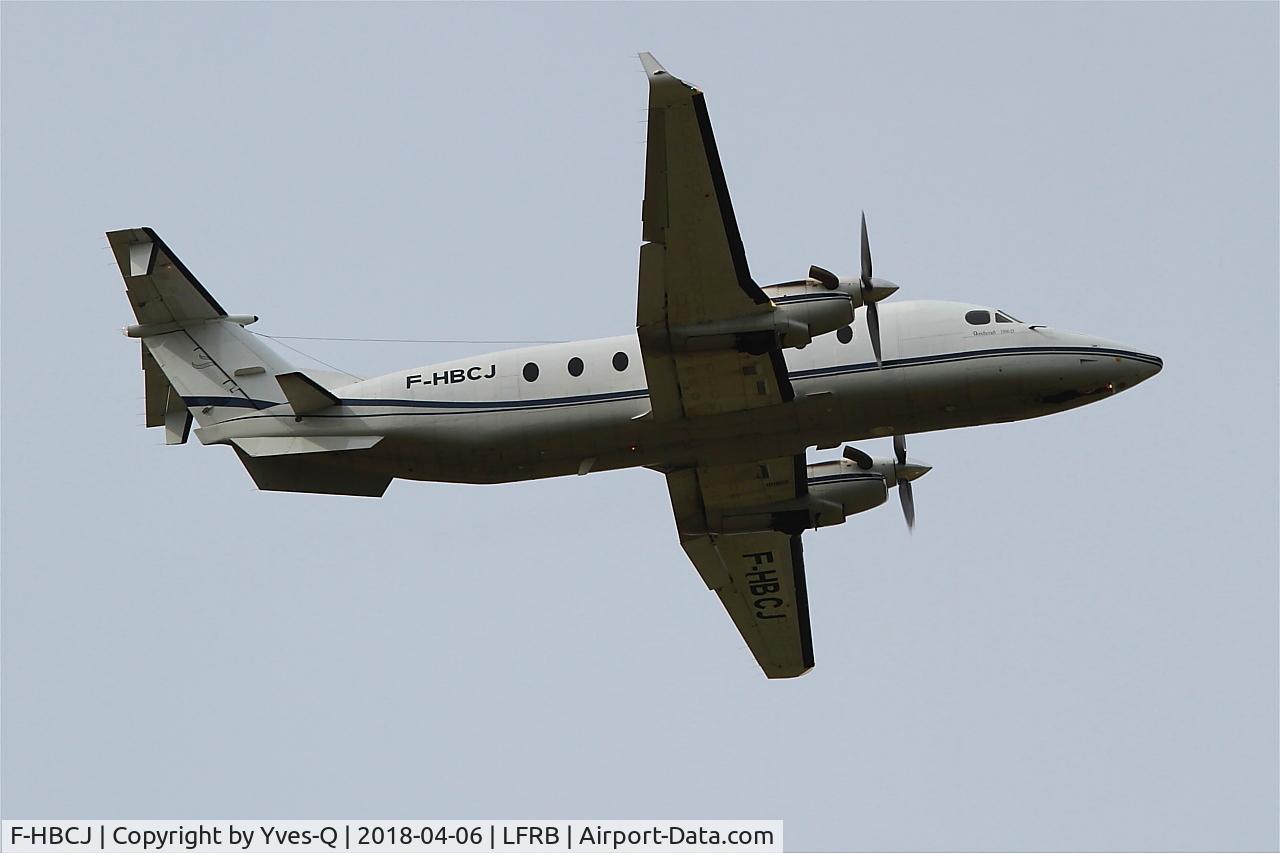 F-HBCJ, 1998 Beech 1900D C/N UE-338, Beech 1900D, Climbing from rwy 07R, Brest-Bretagne airport (LFRB-BES)