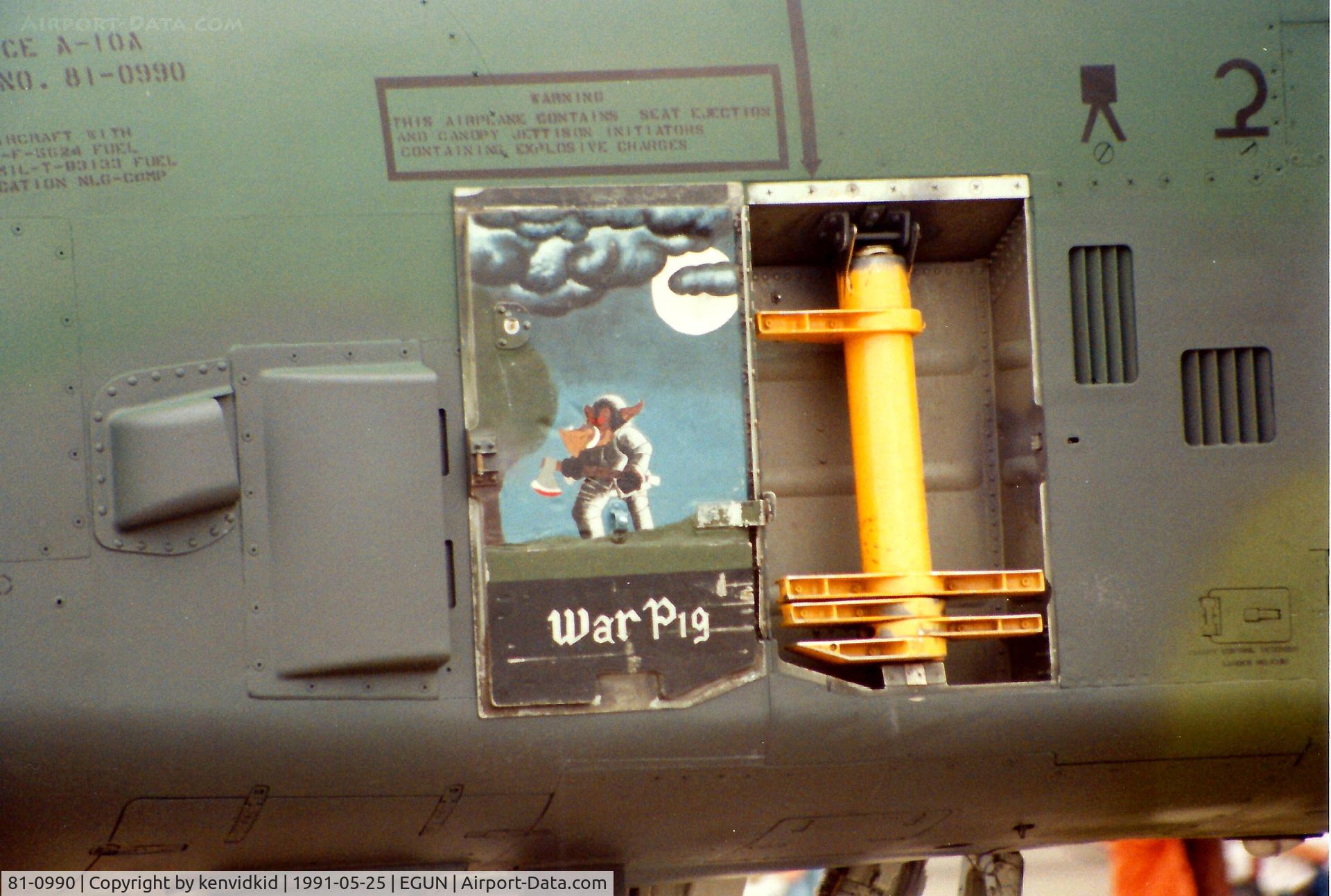 81-0990, 1981 Fairchild Republic A-10A Thunderbolt II C/N A10-0685, At the 1991 Mildenhall Air Fete. Scanned from print.