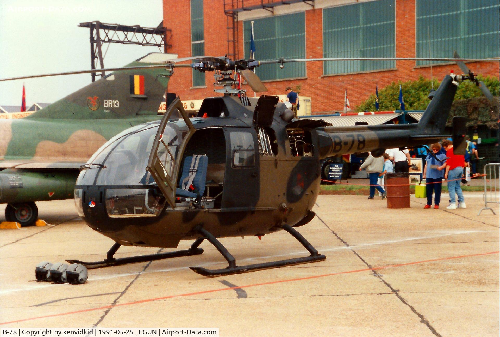 B-78, 1979 MBB Bo-105CB C/N S-278, At the 1991 Mildenhall Air Fete. Scanned from print.