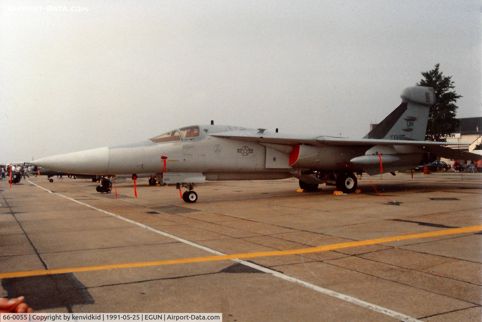 66-0055, 1966 General Dynamics EF-111A Raven C/N EF-37, At the 1991 Mildenhall Air Fete. Scanned from print.