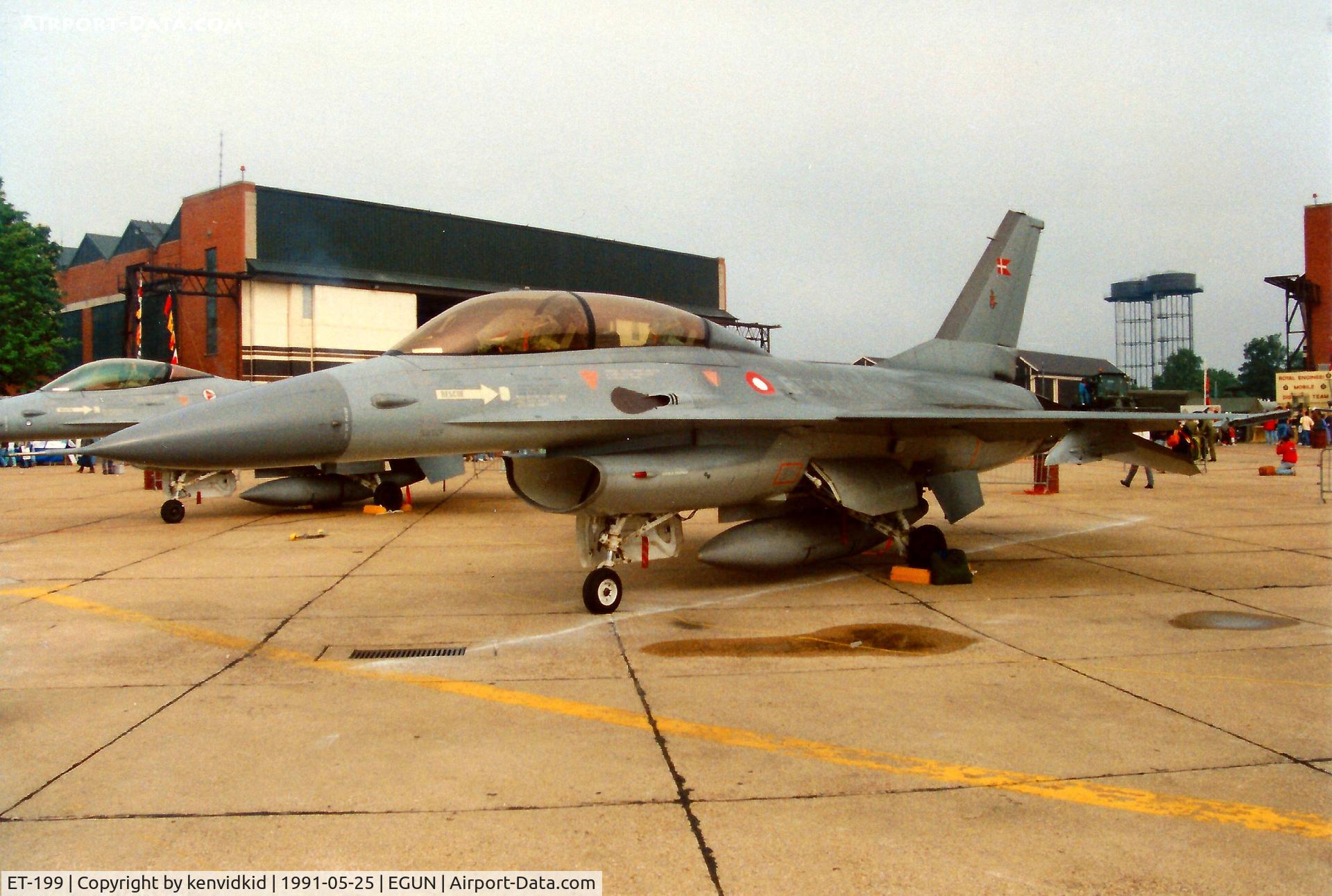 ET-199, 1986 Fokker F-16B Fighting Falcon C/N 6G-15, At the 1991 Mildenhall Air Fete. Scanned from print.