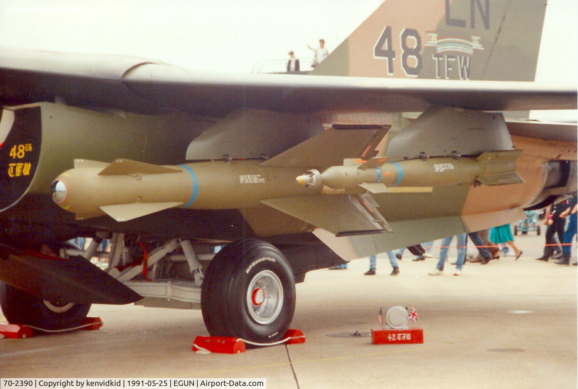 70-2390, 1970 General Dynamics F-111F Aardvark C/N E2-29, At the 1991 Mildenhall Air Fete. Scanned from print.