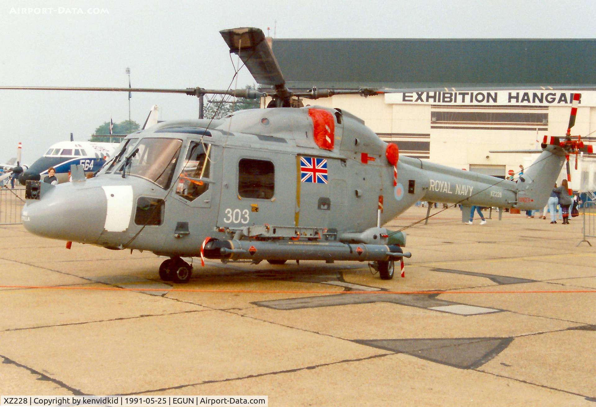 XZ228, 1976 Westland Lynx HAS.3GM C/N 002, At the 1991 Mildenhall Air Fete. Scanned from print.
