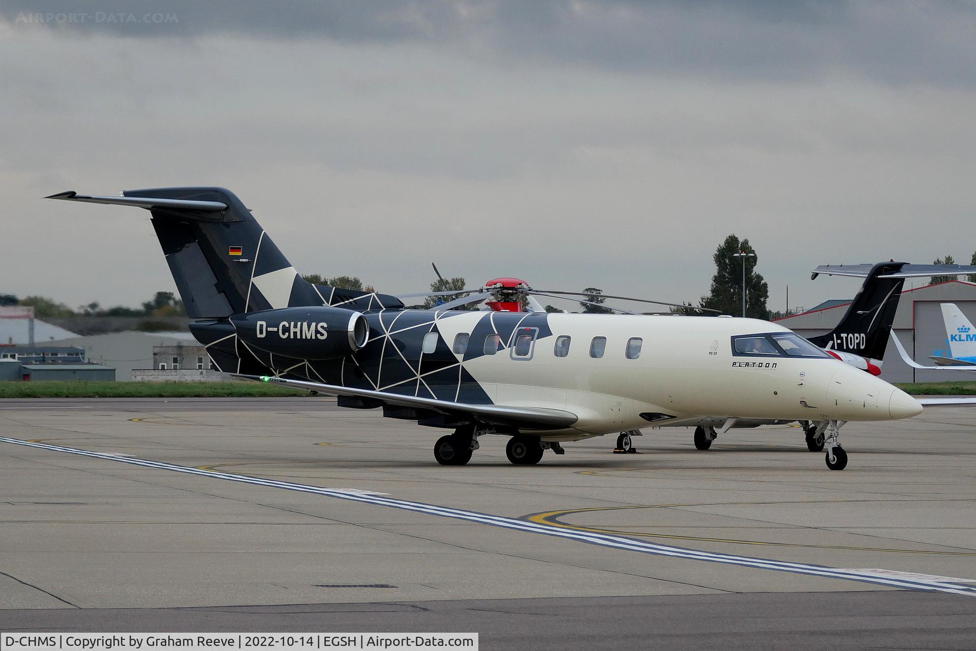 D-CHMS, 2021 Pilatus PC-24 C/N 221, Just landed at Norwich.