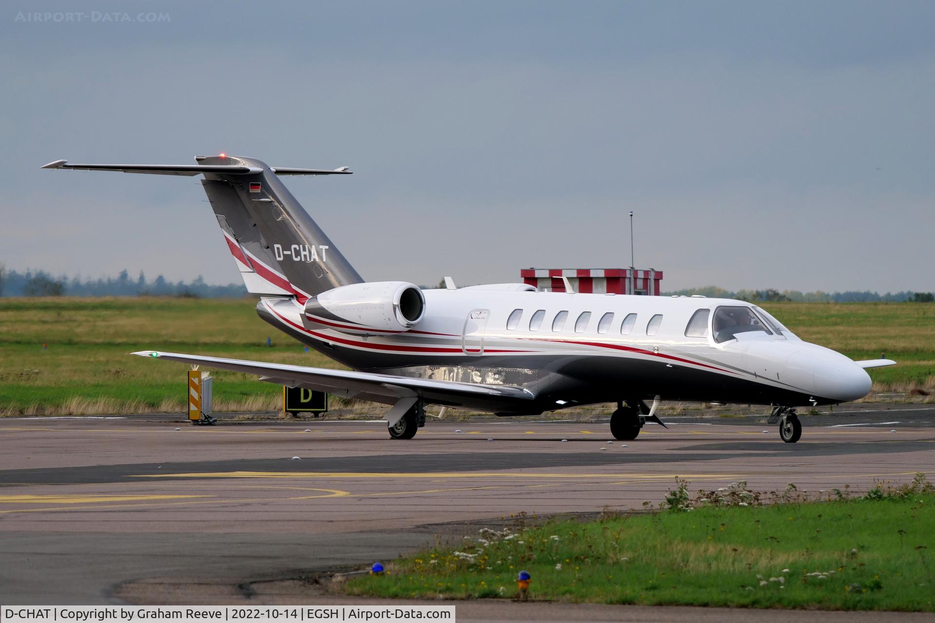 D-CHAT, 2008 Cessna 525B CitationJet CJ3 C/N 525B-0255, Departing from Norwich.