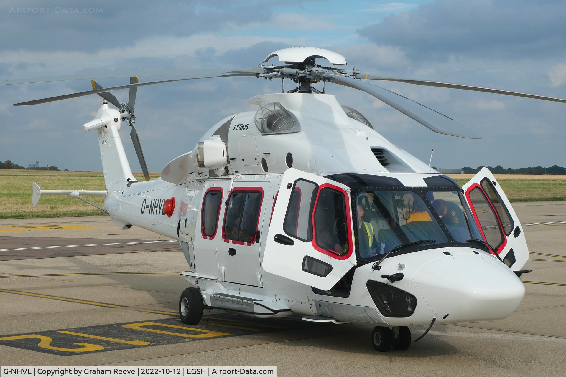 G-NHVL, 2022 Airbus Helicopters EC-175B C/N 5057, Just landed at Norwich.