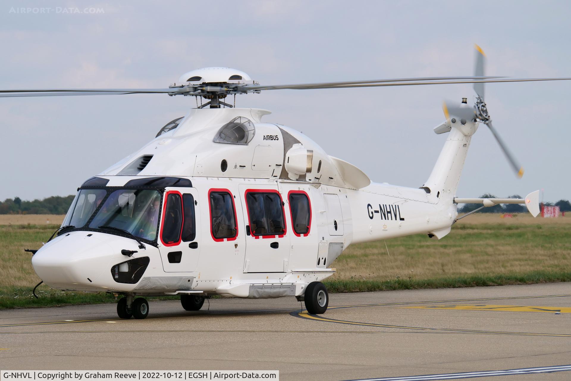 G-NHVL, 2022 Airbus Helicopters EC-175B C/N 5057, Just landed at Norwich.
