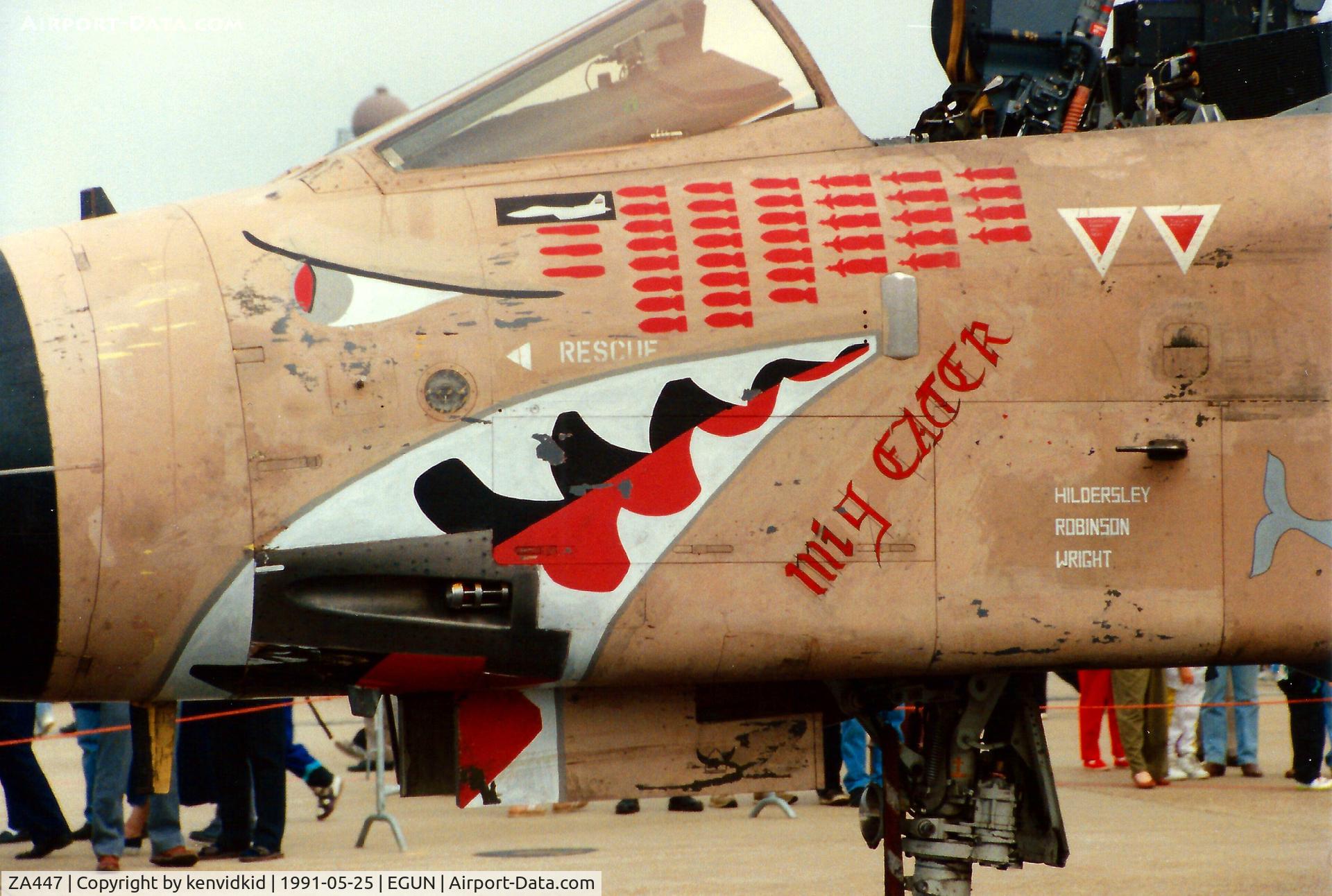 ZA447, 1983 Panavia Tornado GR.1 C/N 235/BS077/3113, At the 1991 Mildenhall Air Fete. Scanned from print.