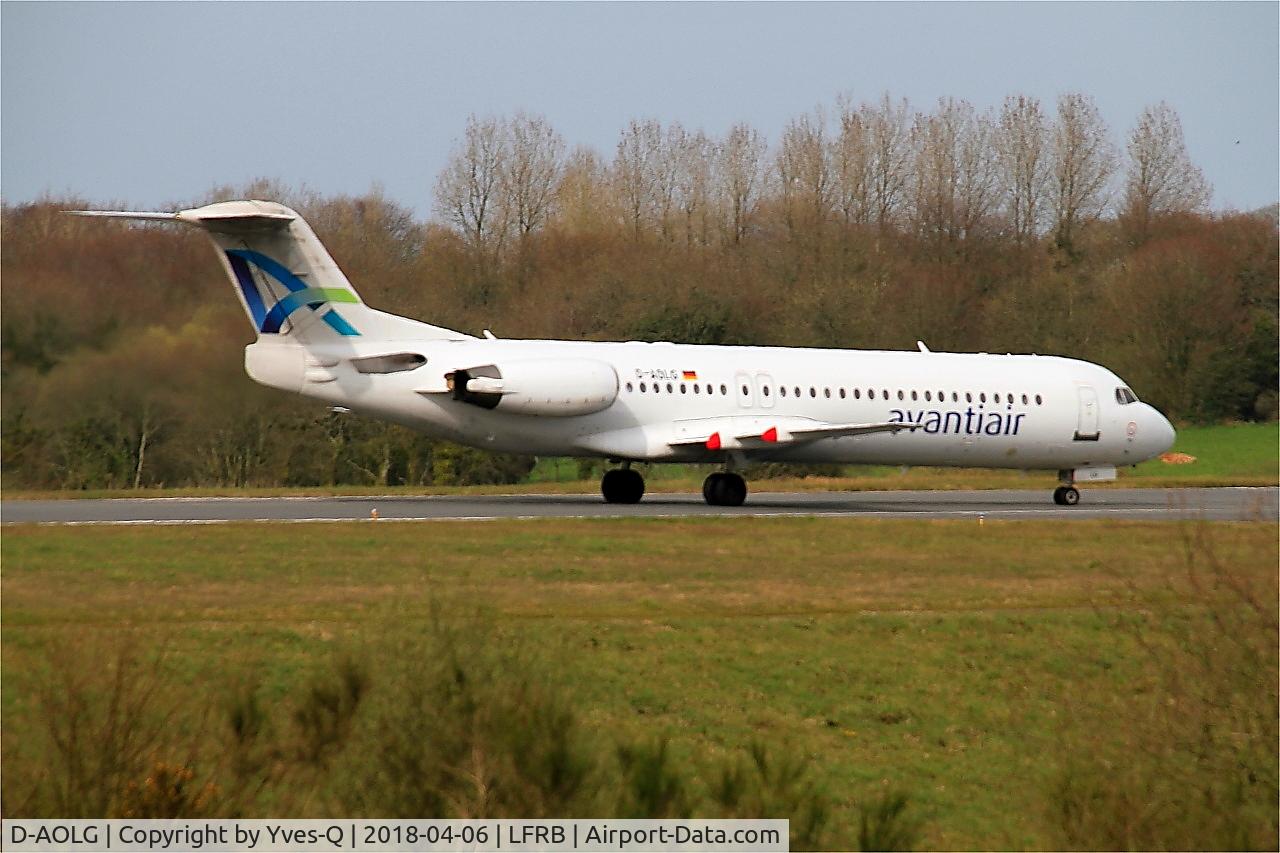 D-AOLG, 1993 Fokker 100 (F-28-0100) C/N 11452, Fokker 100, Taxiing rwy 25L, Brest-Bretagne airport (LFRB-BES)