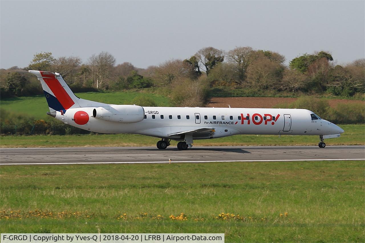 F-GRGD, 1998 Embraer EMB-145EU (ERJ-145EU) C/N 145043, Embraer ERJ-145EU, Take off run rwy 07R, Brest-Bretagne airport (LFRB-BES)