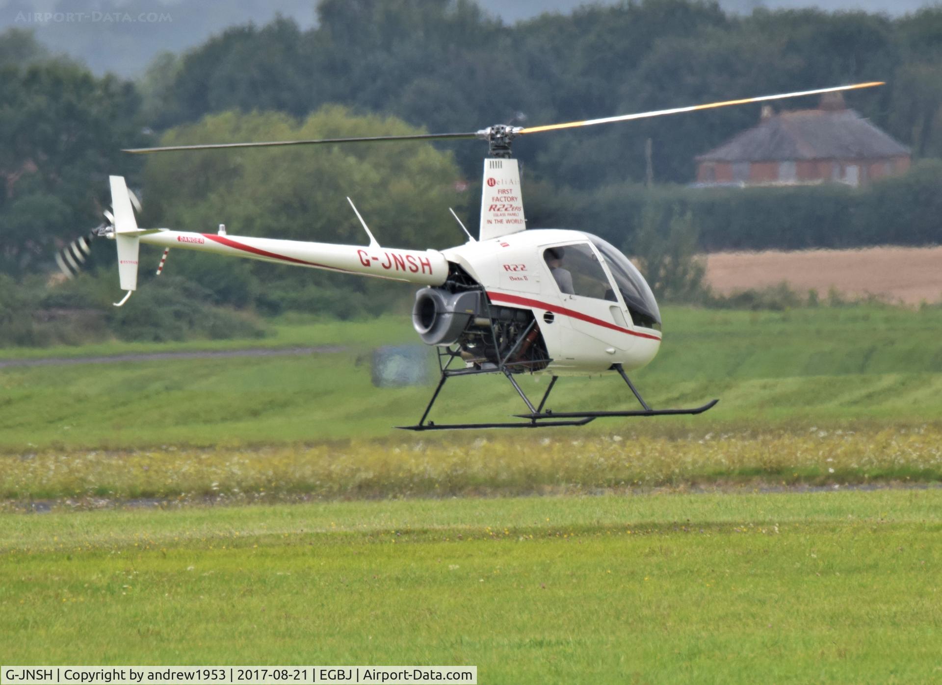 G-JNSH, 2012 Robinson R22 Beta II C/N 4591, G-JNSH at Gloucestershire Airport.