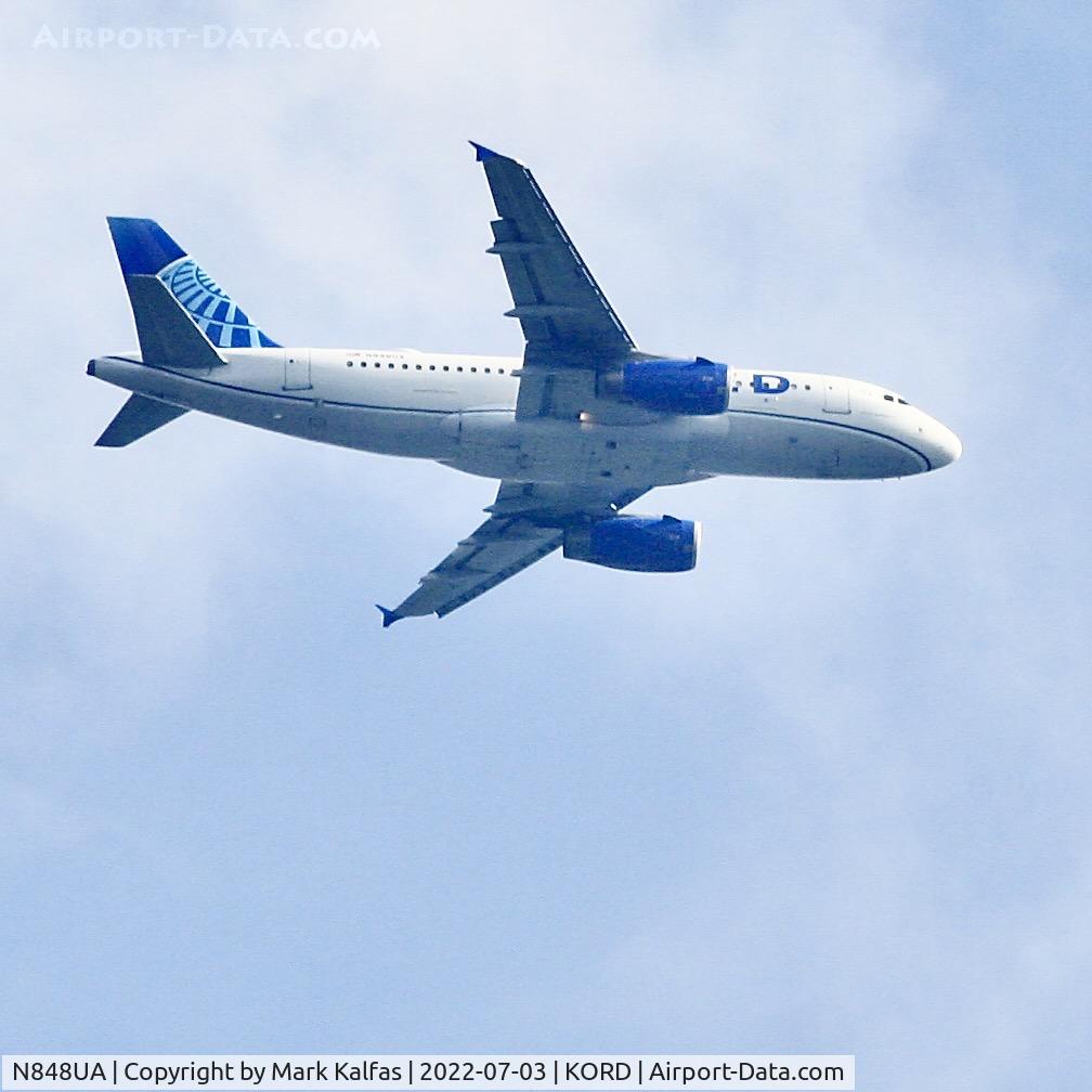 N848UA, 2002 Airbus A319-131 C/N 1647, United Airlines A319 arriving at ORD from BNA