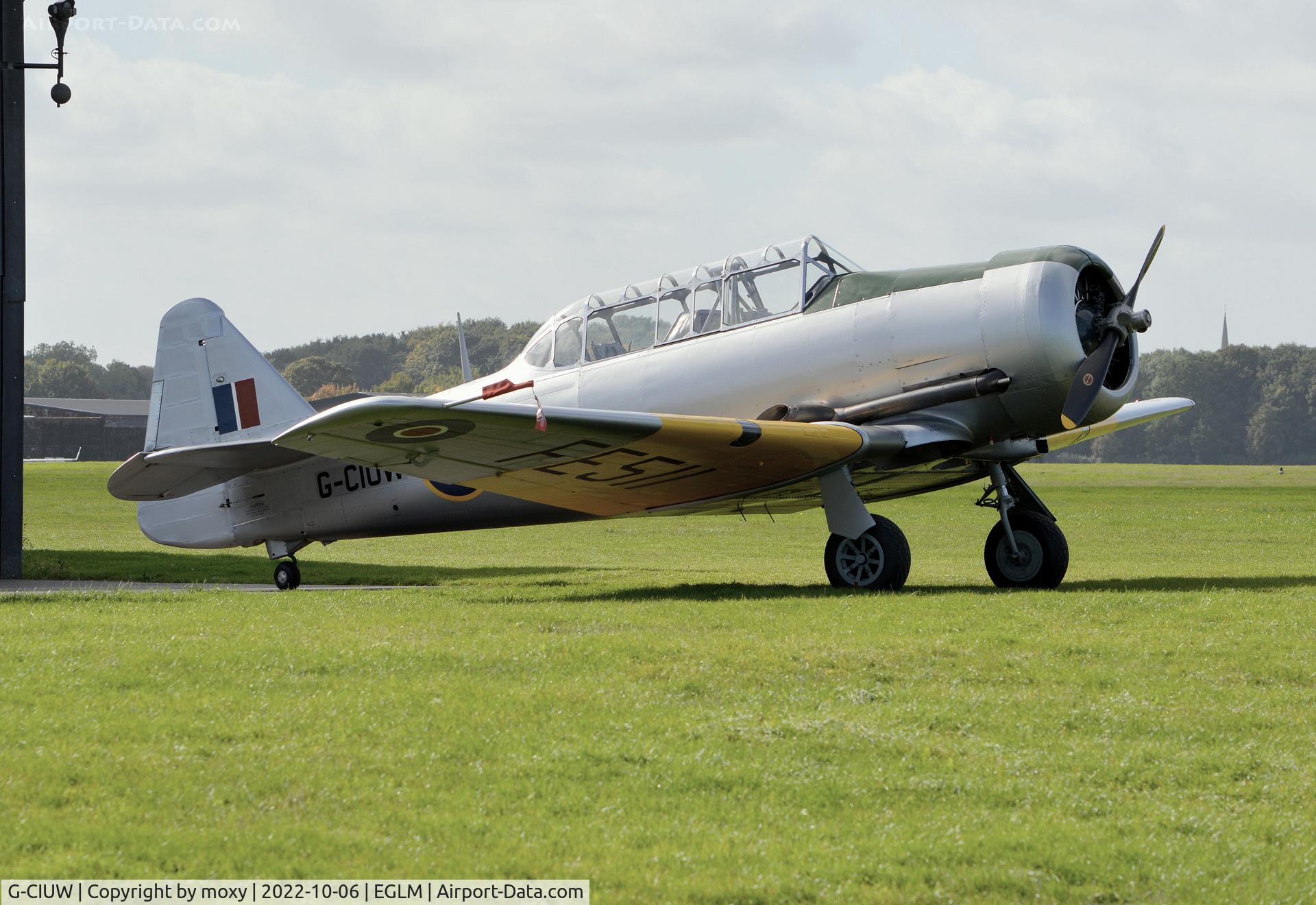 G-CIUW, 1942 Noorduyn AT-16 Harvard IIB C/N 14-245, Noorduyn AT-16 Harvard II at White Waltham now sporting civil registration number on rear fuselage.