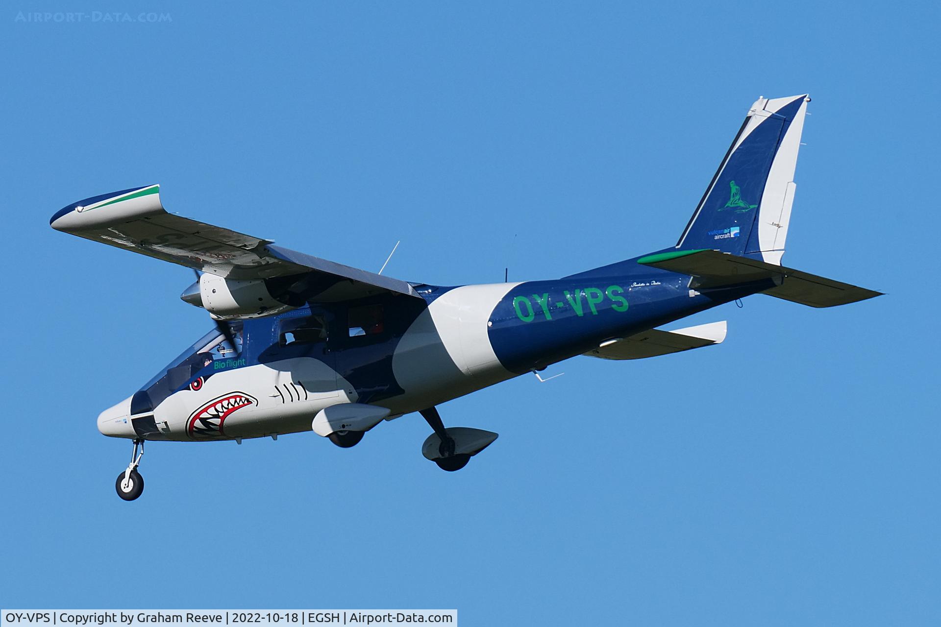 OY-VPS, 2020 Vulcanair P.68 Observer 2 C/N 495-50/OB2, Landing at Norwich.