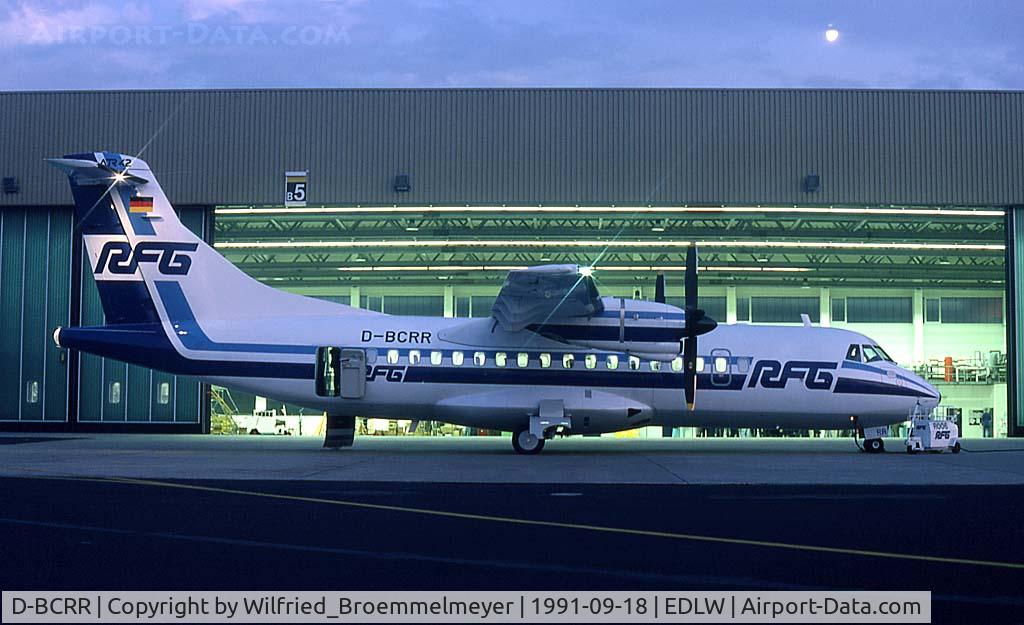 D-BCRR, 1991 ATR 42-300 C/N 255, Delivery to RFG today (1991-09-18). A Welcome Party is going on.