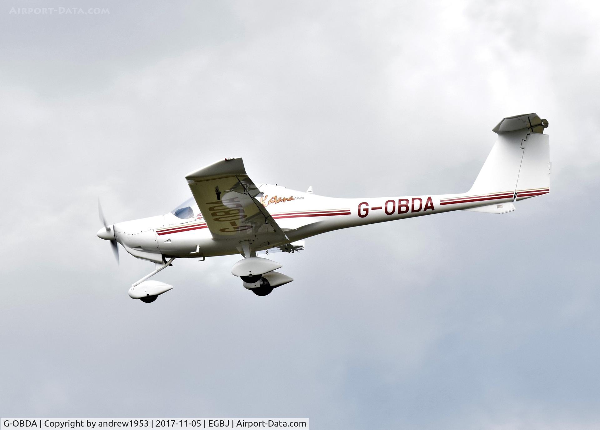 G-OBDA, 1997 Diamond DA-20A-1 Katana C/N 10260, G-OBDA at Gloucestershire Airport.