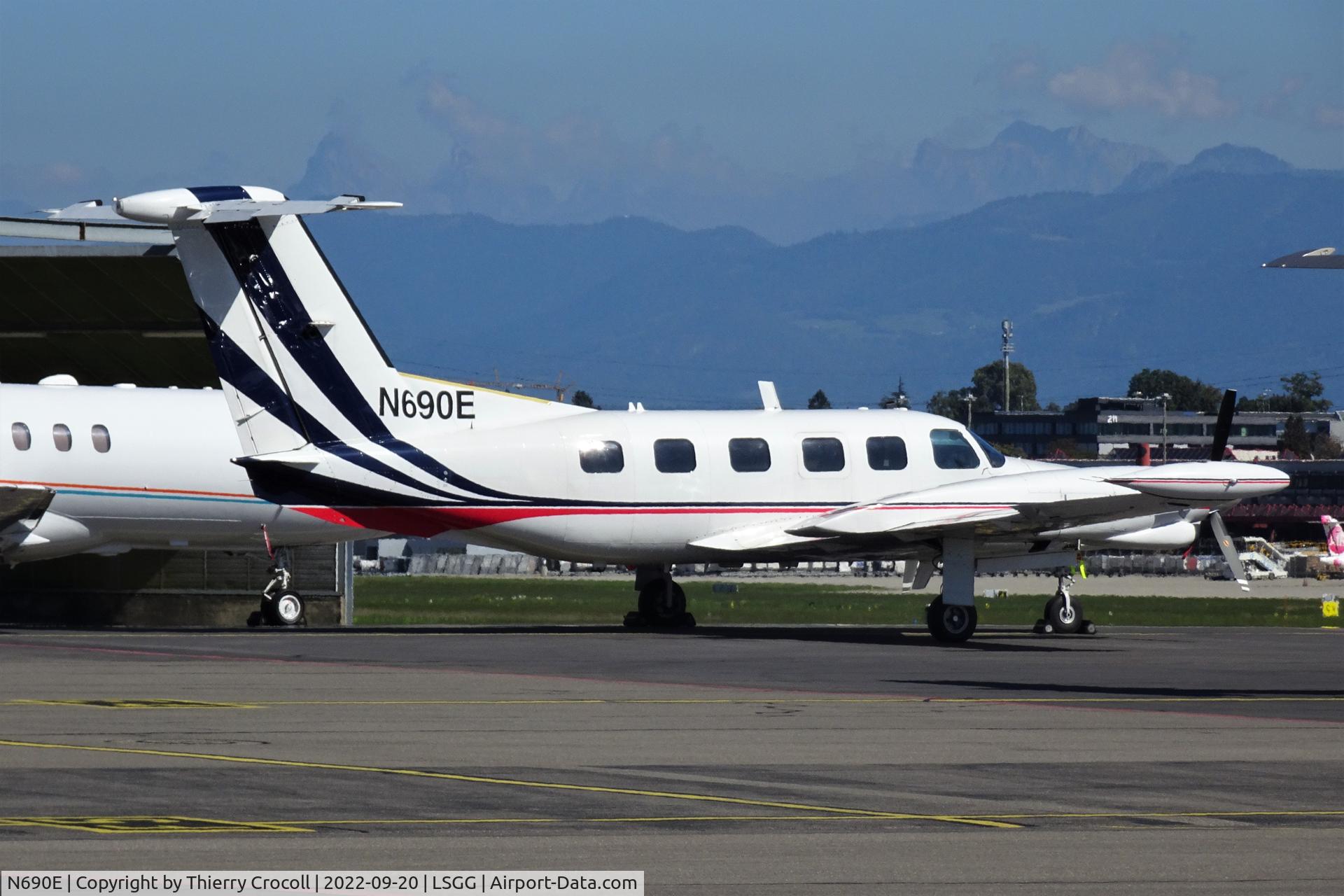 N690E, 1984 Piper PA-42-720 Cheyenne IIIA C/N 42-5501020, Parked at Geneva Airport