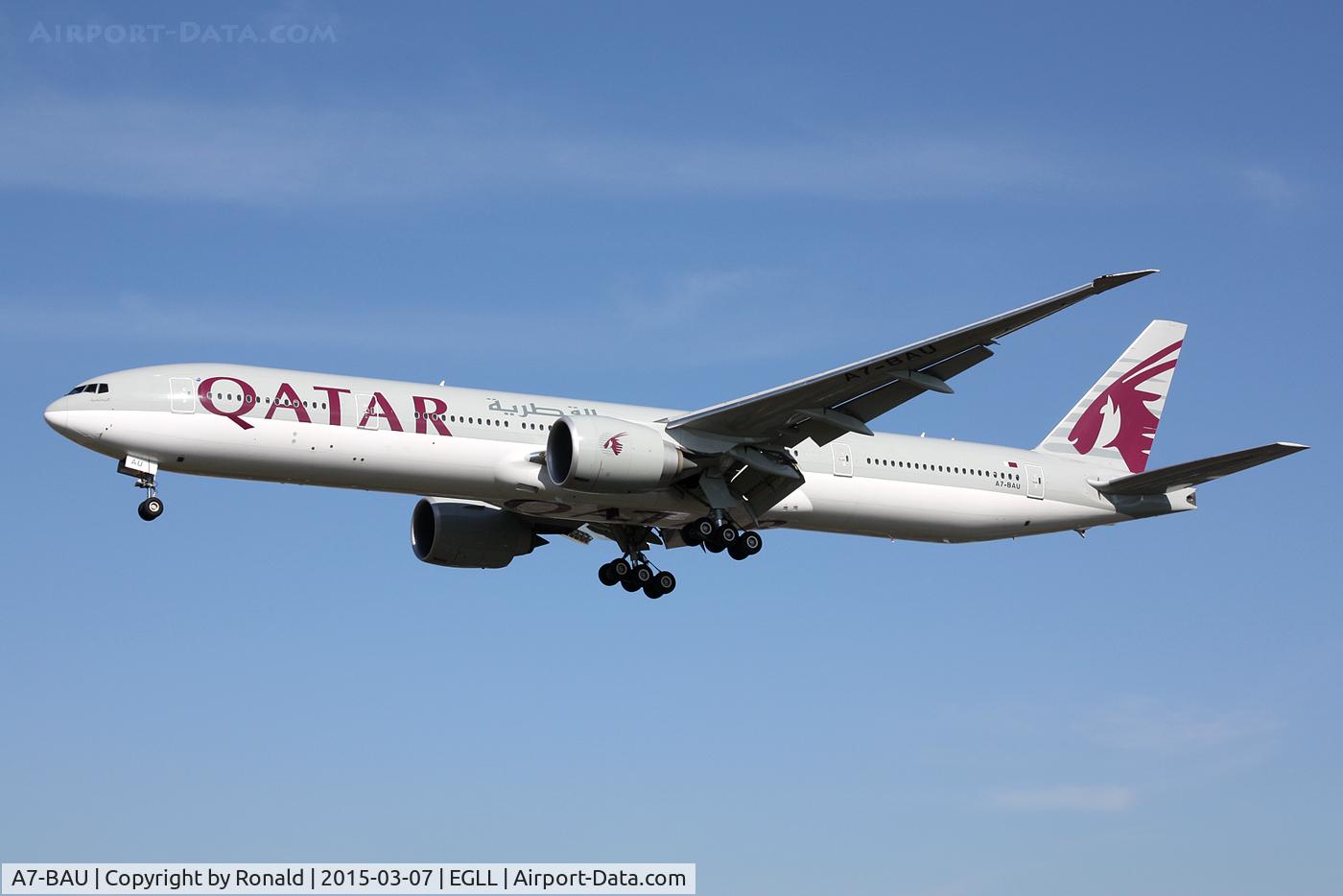 A7-BAU, 2013 Boeing 777-3DZ/ER C/N 41739, at lhr