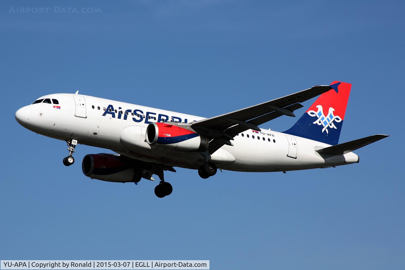 YU-APA, 2004 Airbus A319-132 C/N 2277, at lhr