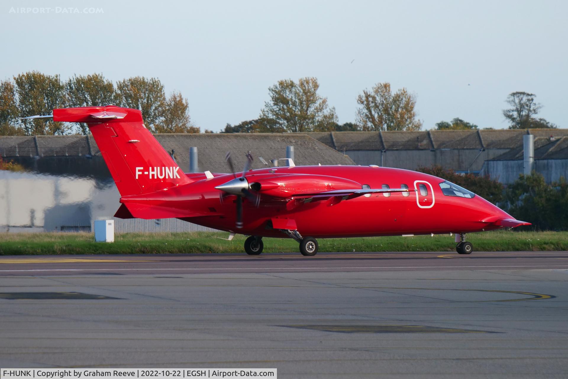 F-HUNK, 2008 Piaggio P-180 Avanti II C/N 1178, Departing from Norwich.