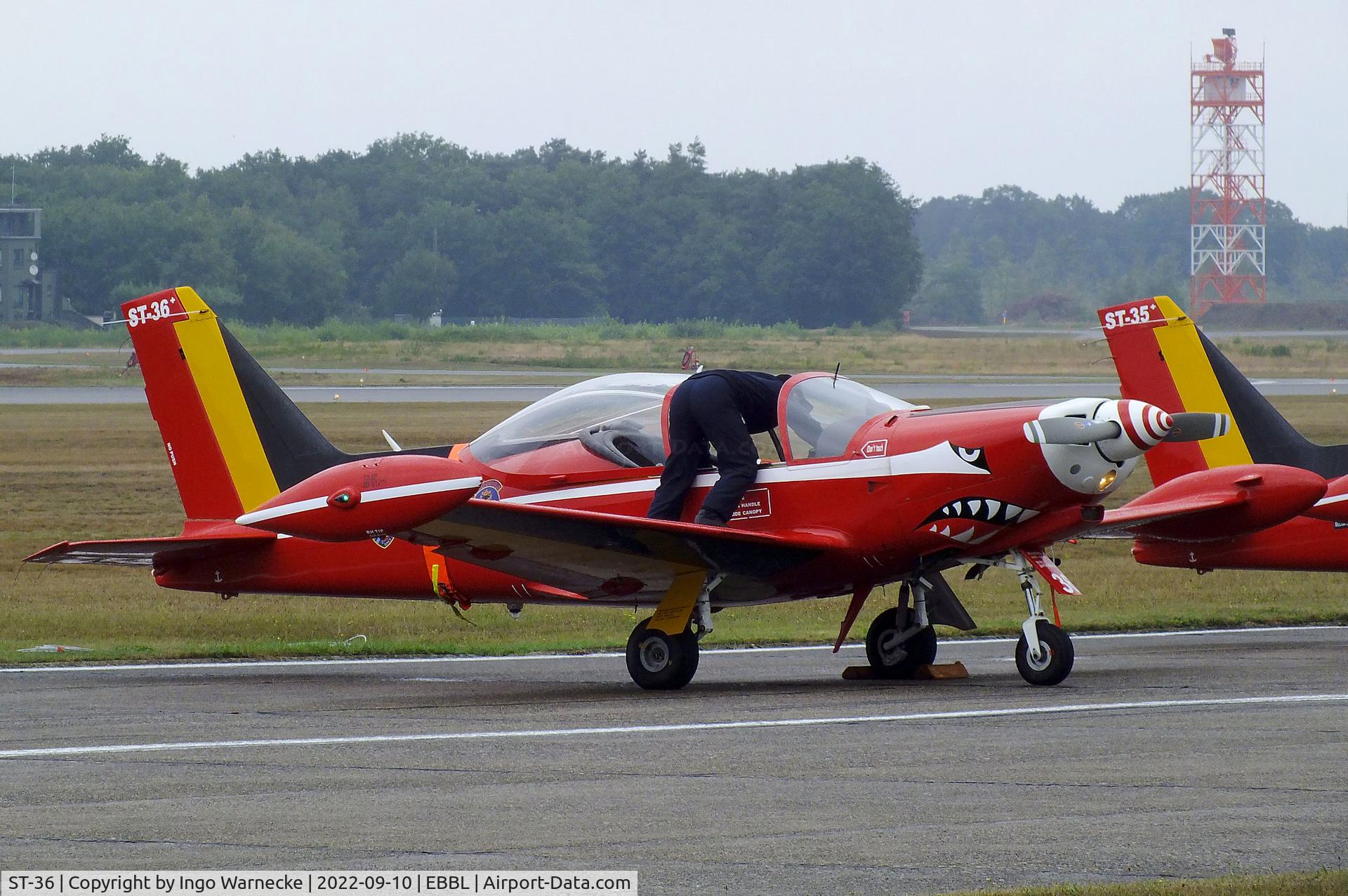 ST-36, SIAI-Marchetti SF-260M C/N 10-36, SIAI-Marchetti SF.260M of the FAeB (Belgian Air Force) 'Diables Rouges / Red Devils' aerobatic team at the 2022 Sanicole Spottersday at Kleine Brogel air base