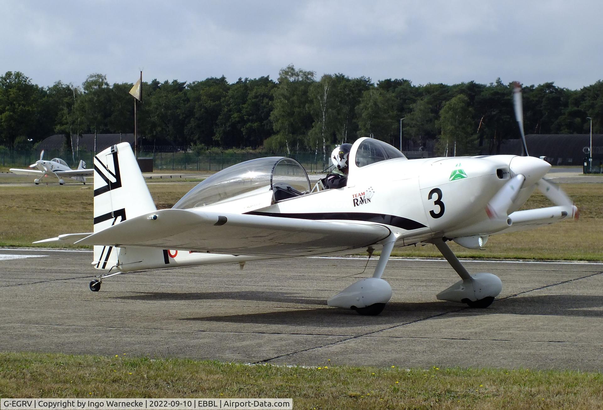 G-EGRV, 2007 Vans RV-8 C/N PFA 303-13639, Vans RV-8 'Raven 3' of the Team Raven aerobatic team at the 2022 Sanicole Spottersday at Kleine Brogel air base
