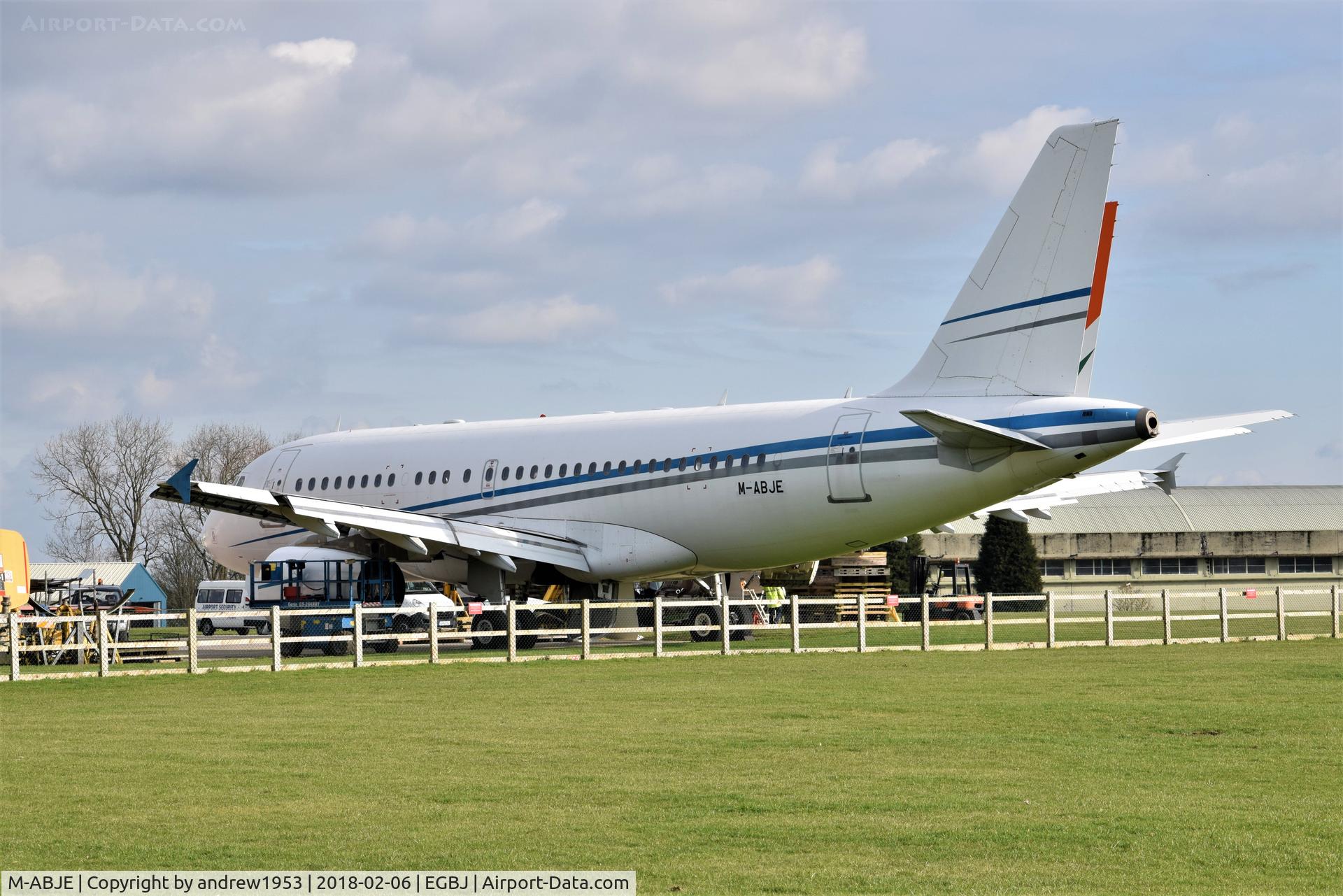 M-ABJE, 2000 Airbus ACJ319 (A319-133/CJ) C/N 1256, M-ABJE at Cotswold Airport.