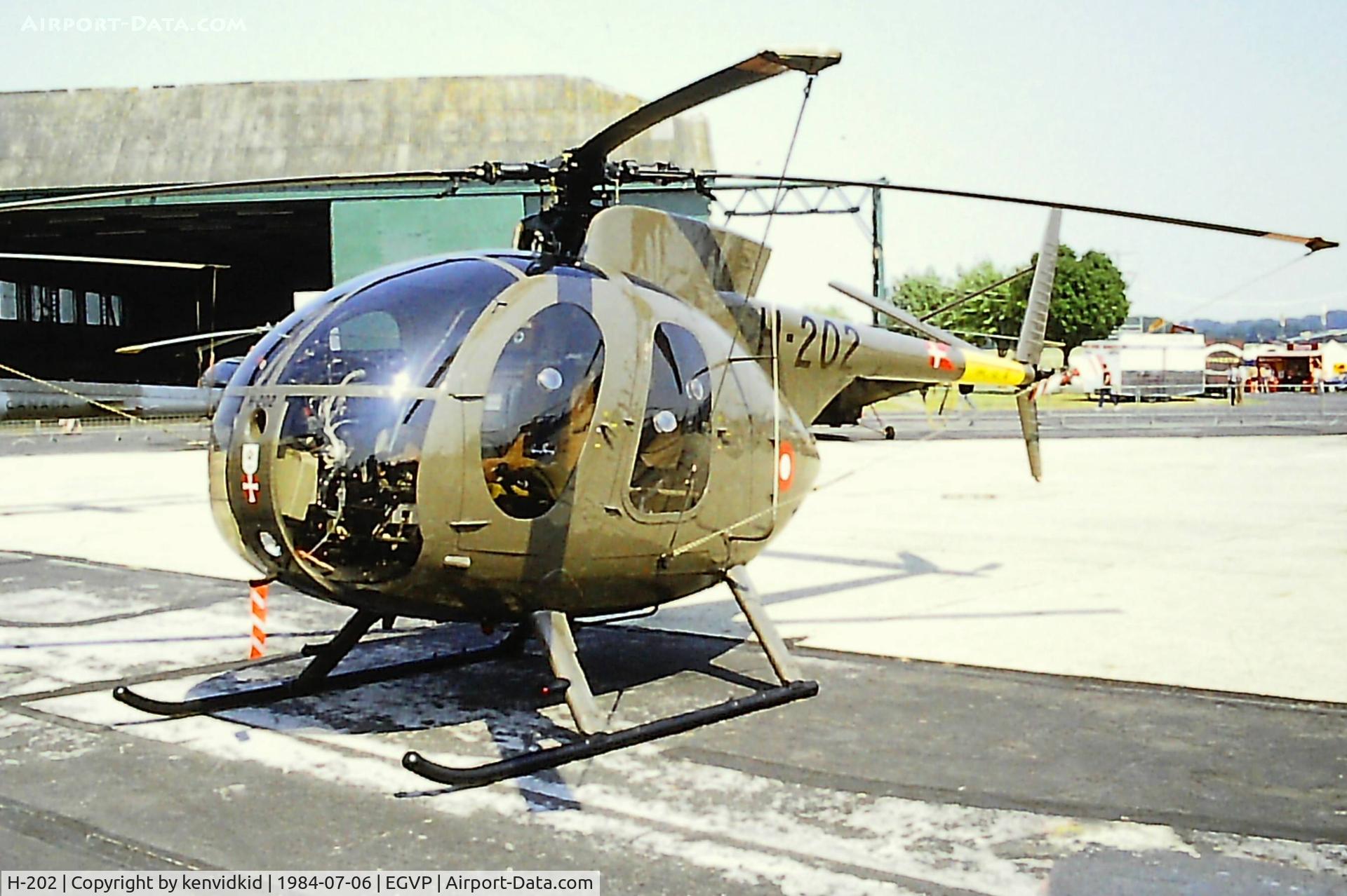 H-202, 1971 Hughes OH-6A Cayuse C/N 109-0202M, At the 1984 Middle Wallop air show.