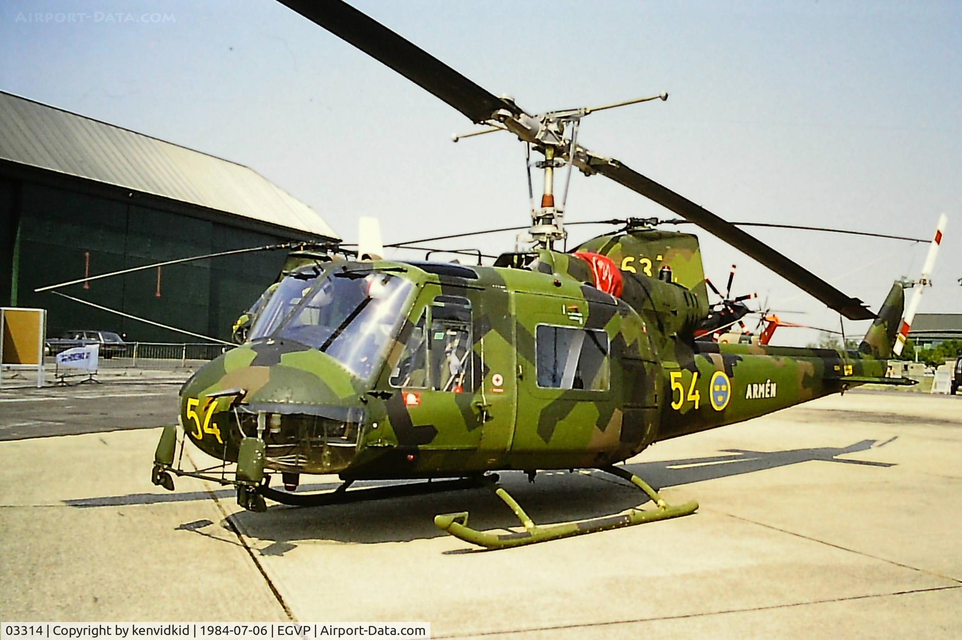 03314, Agusta Hkp3C (AB-204B) C/N 3194, At the 1984 Middle Wallop air show.