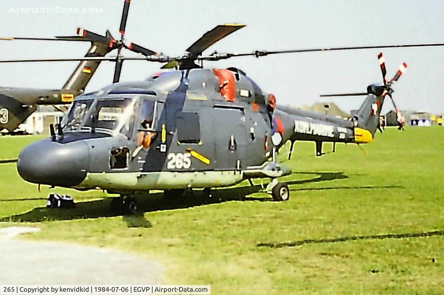 265, Westland SH-14D Lynx C/N 023, At the 1984 Middle Wallop air show.