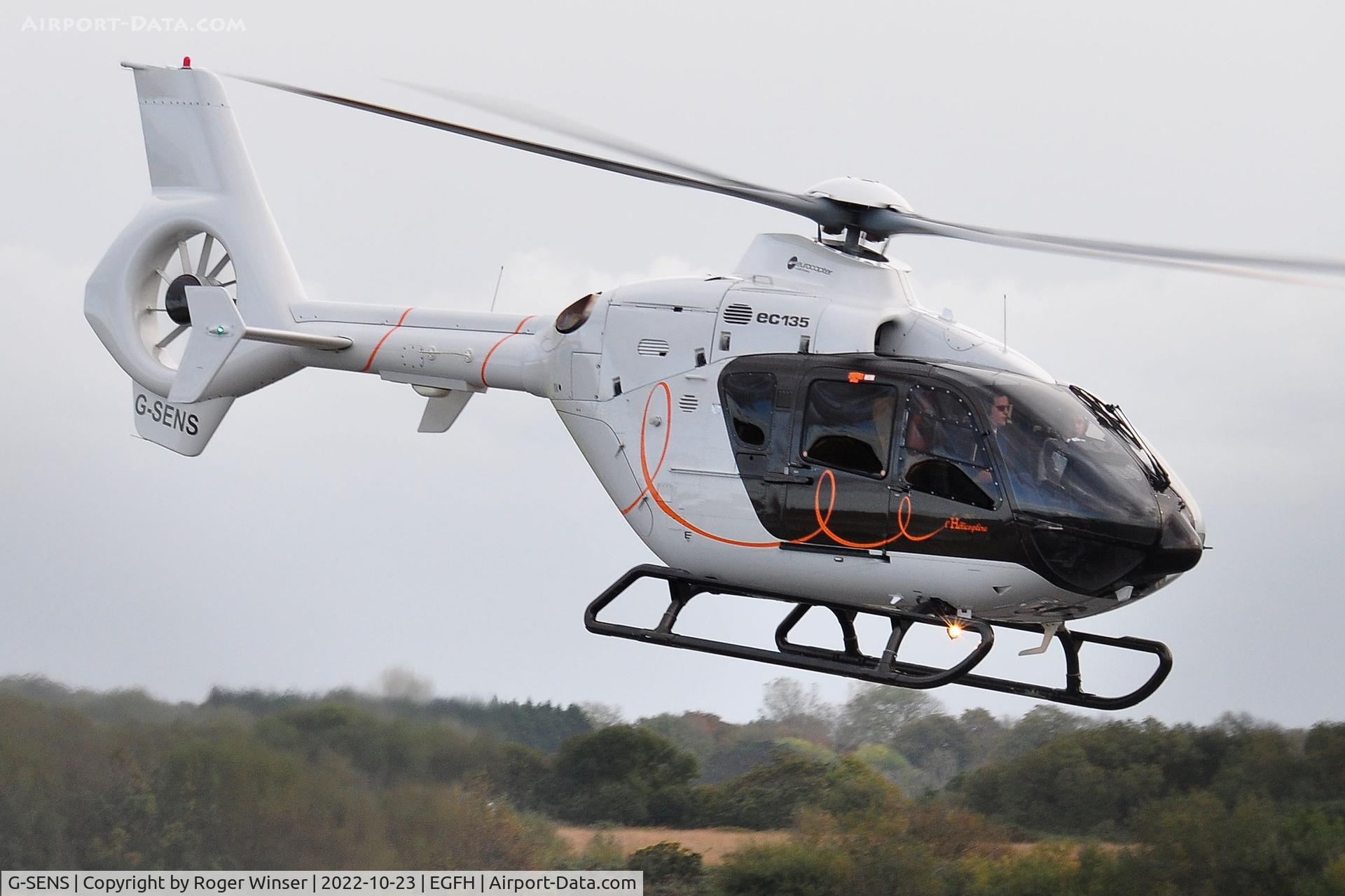 G-SENS, 2009 Eurocopter EC-135T-2+ C/N 0833, Visiting helicopter operated byn Saville Air Services departing.