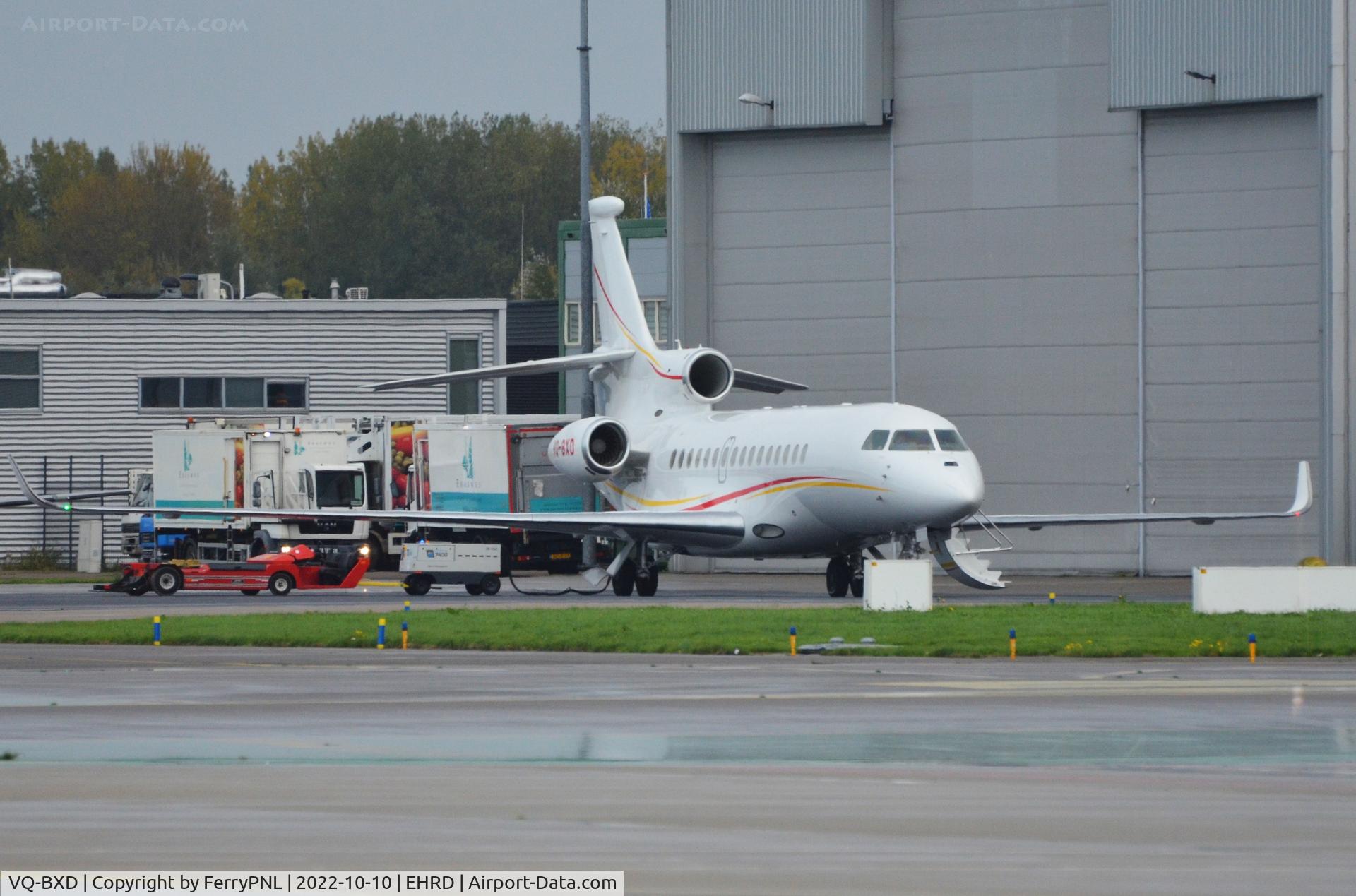 VQ-BXD, 2019 Dassault Falcon 8X C/N 449, Shell DA8X parked outside the hangar for departure shortly after.