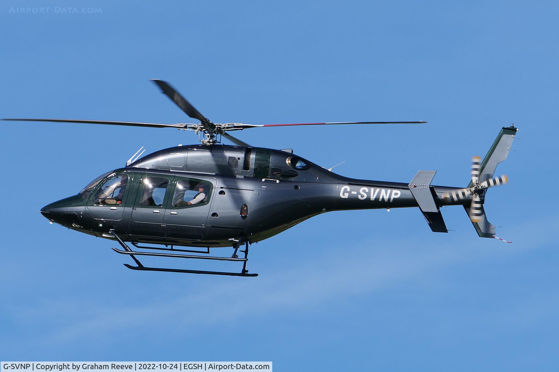 G-SVNP, 2016 Bell 429 GlobalRanger C/N 57326, On approach to Norwich.