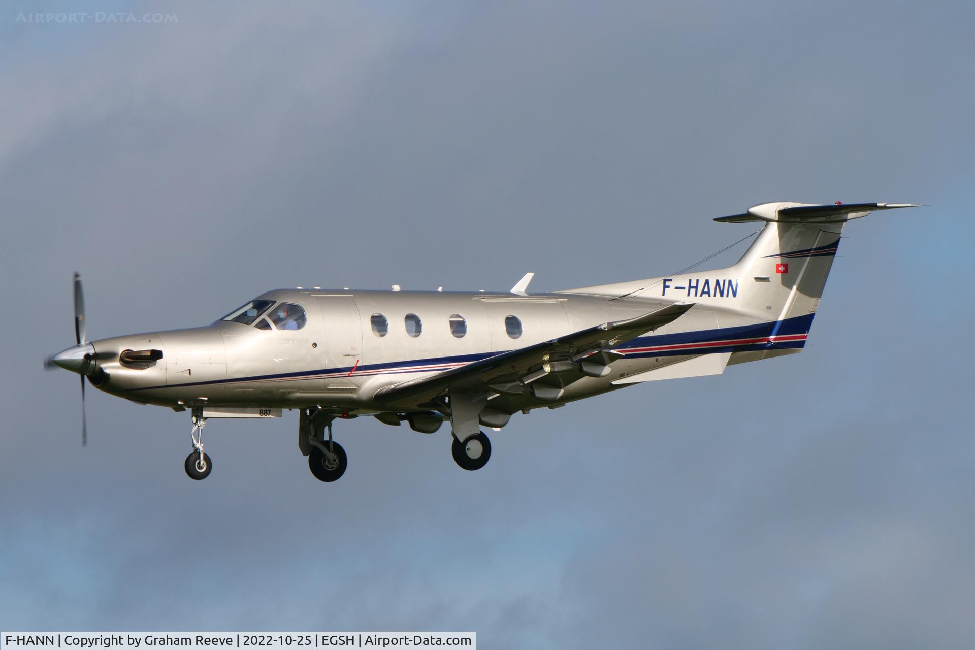 F-HANN, 2008 Pilatus PC-12/47E C/N 887, Landing at Norwich.