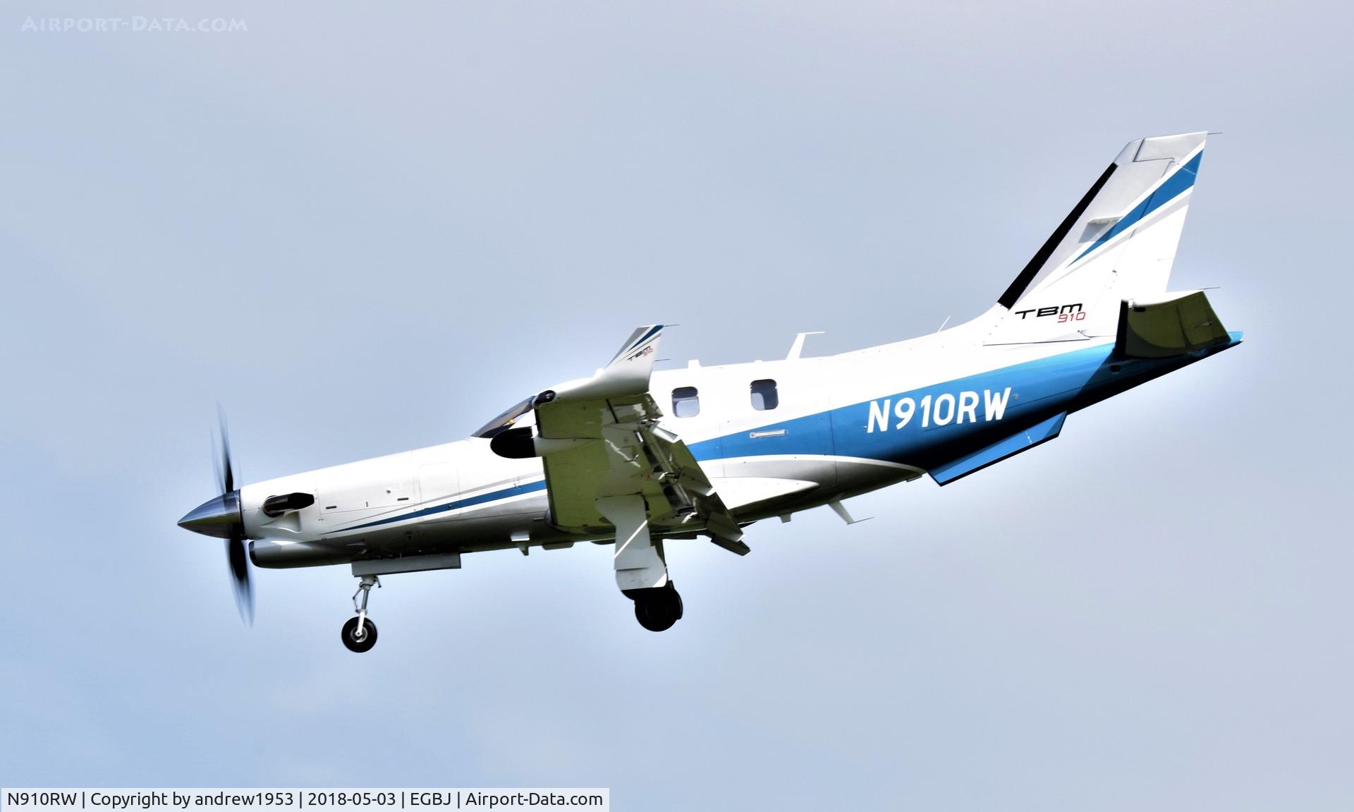 N910RW, 2018 Socata TBM-700 C/N 1220, N910RW at Gloucestershire Airport.