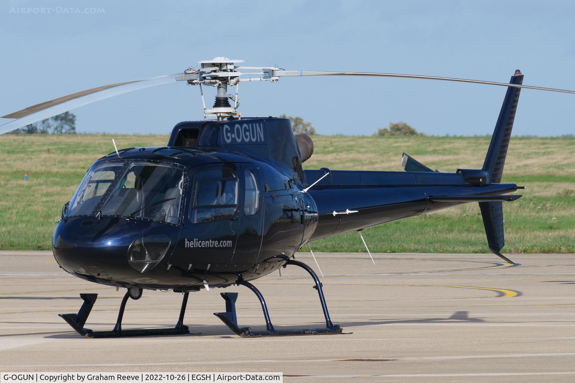 G-OGUN, 1999 Eurocopter AS-350B-2 Ecureuil Ecureuil C/N 3187, Parked at Norwich.