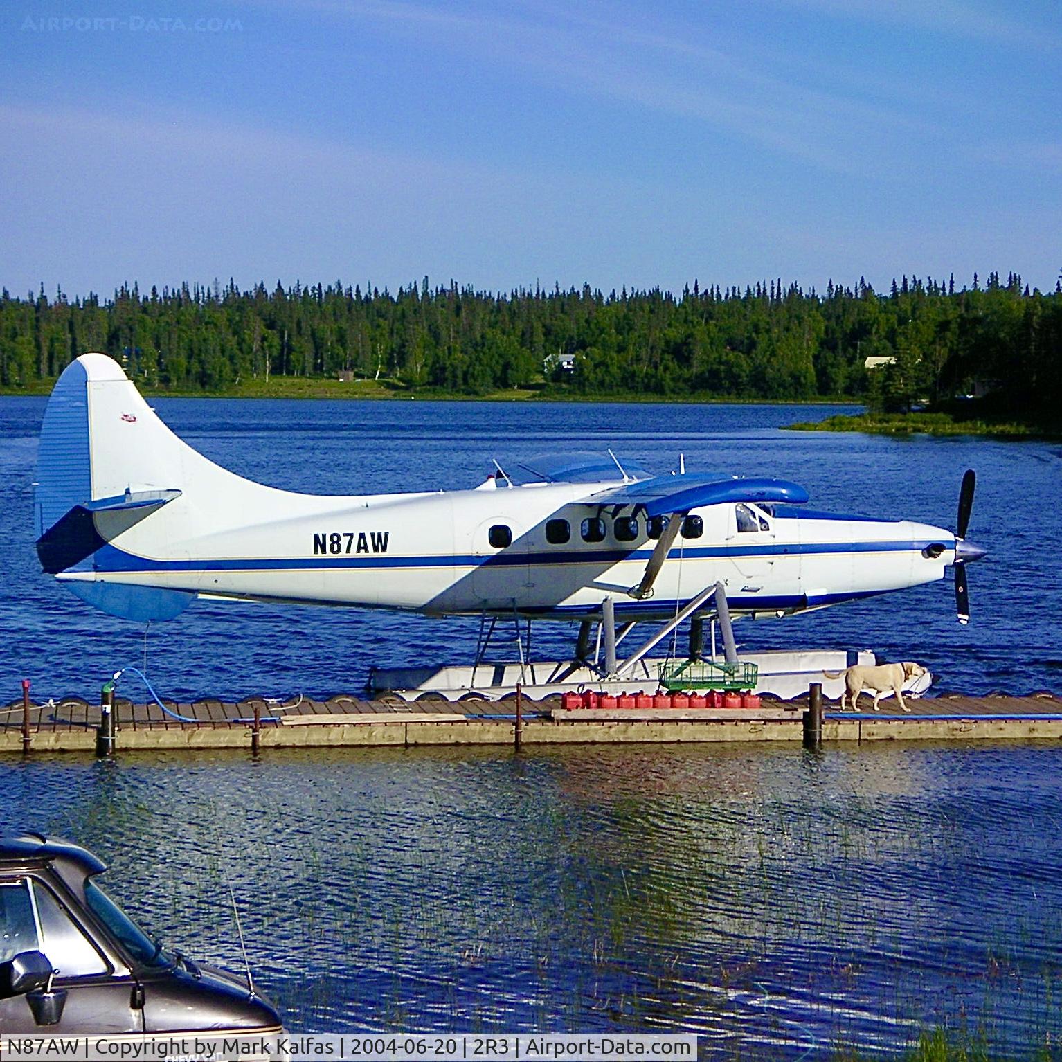 N87AW, 1954 De Havilland Canada DHC-3 Otter C/N 52, Alaska West Air Dehavilland DHC-3, N87AW docked at 2R3 (Island Lake-Kenai, AK).