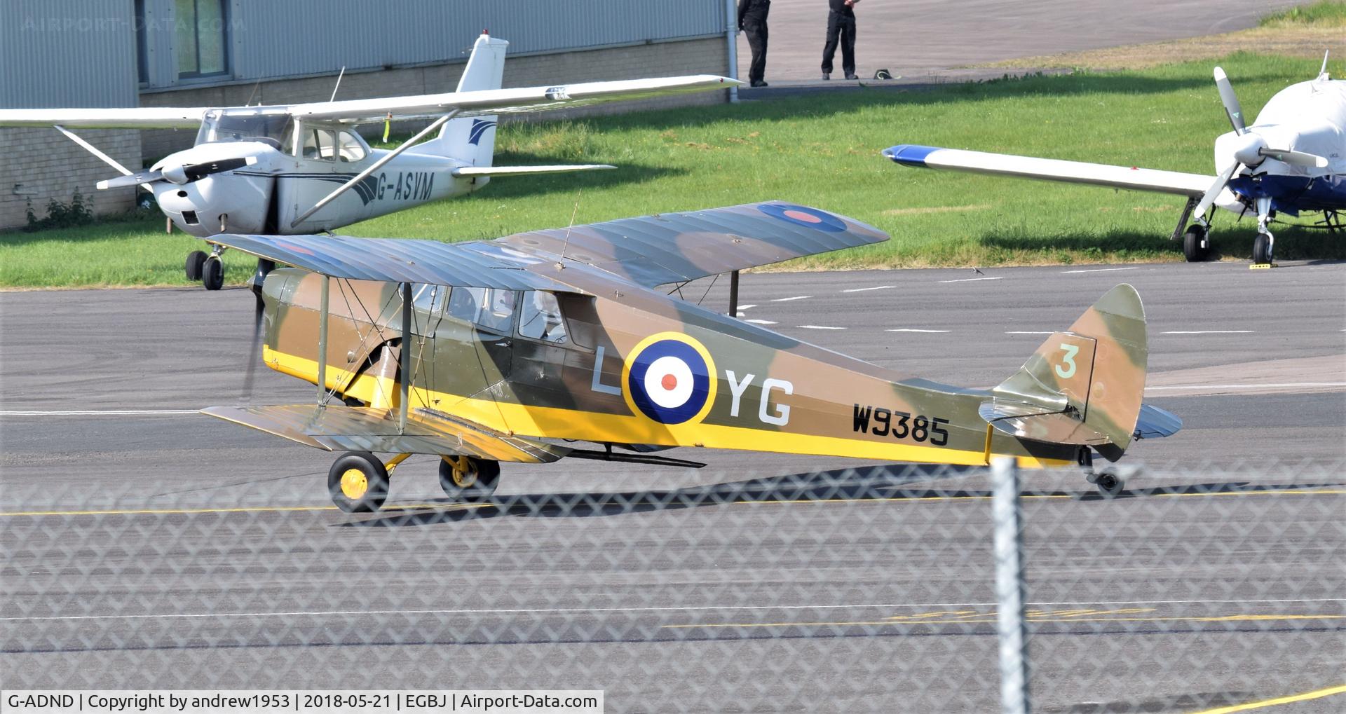G-ADND, 1936 De Havilland DH.87B Hornet Moth C/N 8097, G-ADND at Gloucestershire Airport.