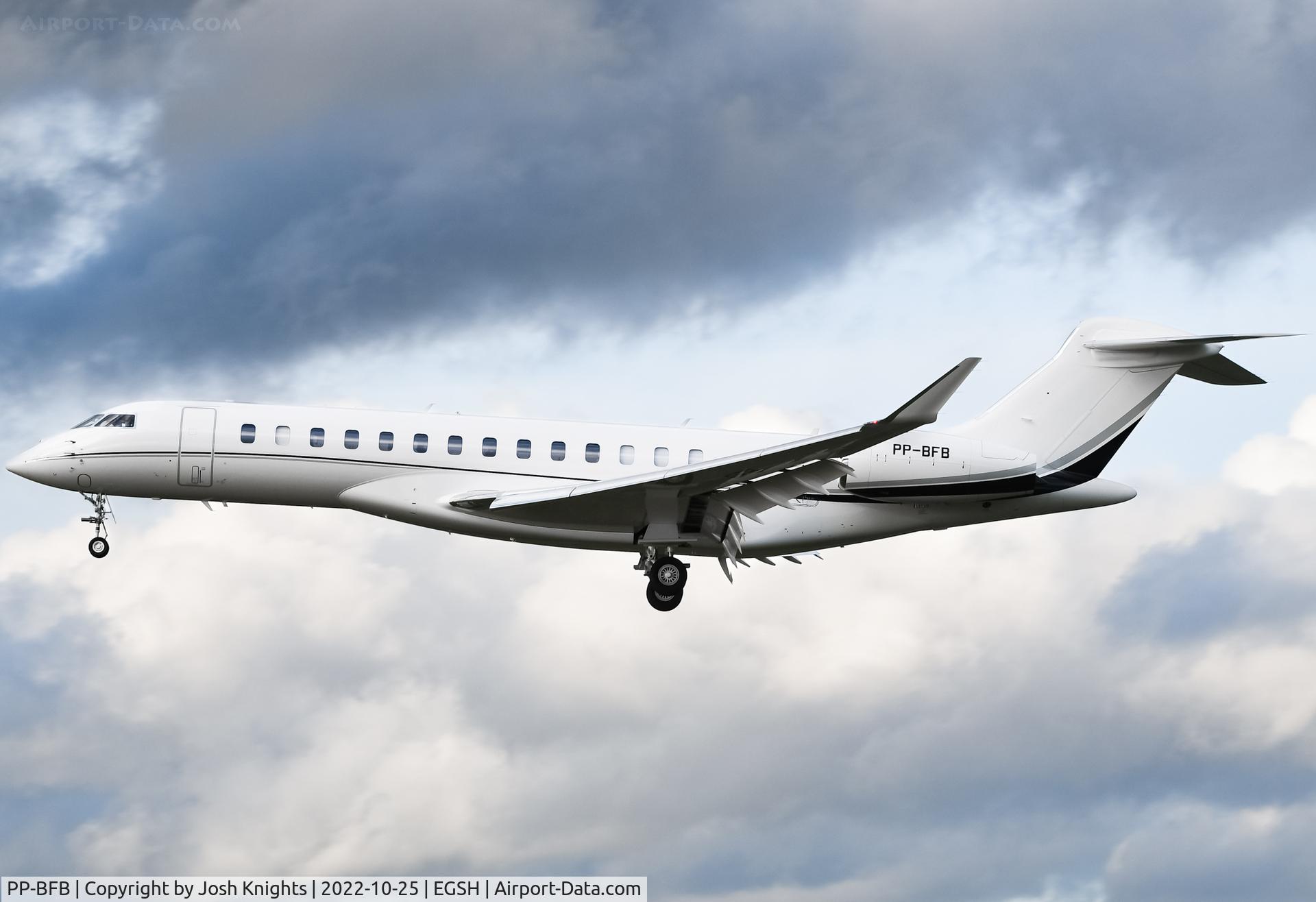 PP-BFB, 2021 Bombardier BD-700-2A12 Global 7500 C/N 70108, Arriving At Norwich For A Quick Stop.