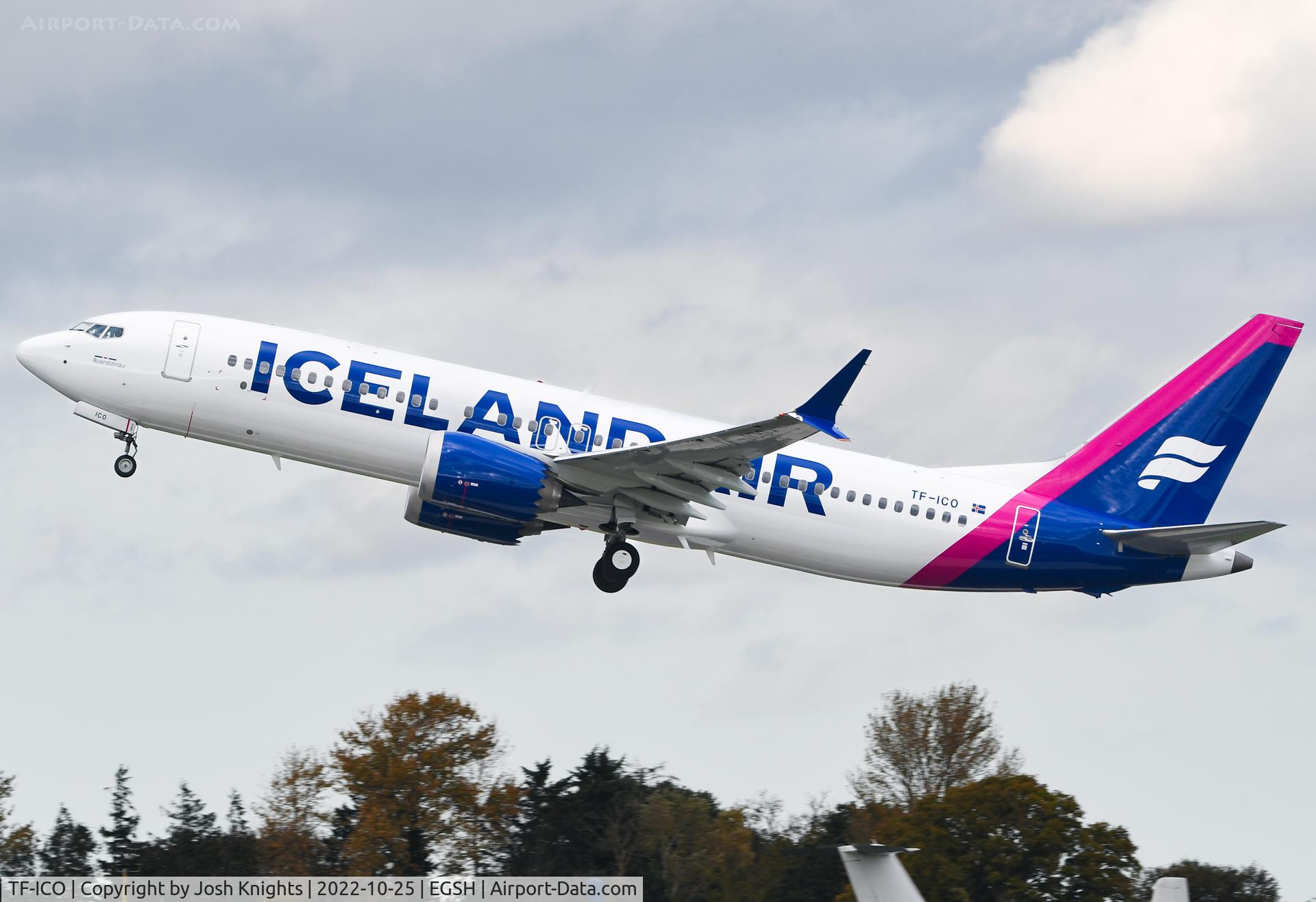 TF-ICO, 2019 Boeing 737-8 MAX C/N 44358, Departing After Respray Into The New Icelandair Livery.