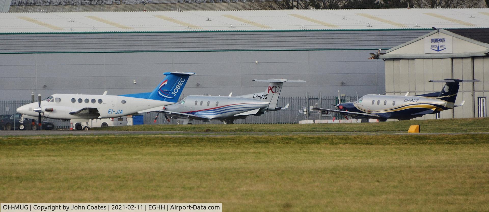 OH-MUG, 2003 Pilatus PC-12/45 C/N 498, At BAS with EI-JIA and OH-ACT