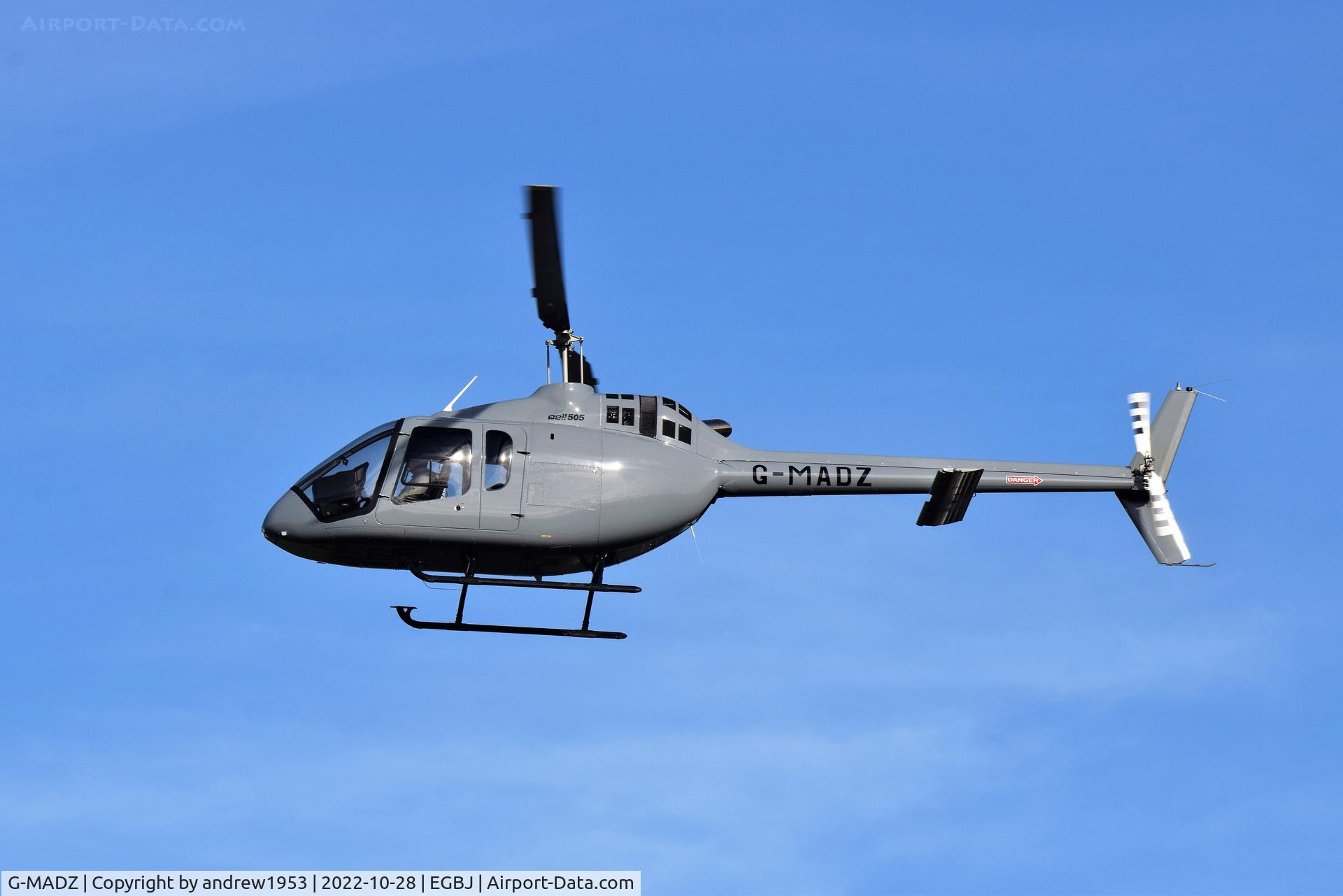 G-MADZ, 2019 Bell 505 Jet Ranger X C/N 65179, G-MADZ at Gloucestershire Airport.