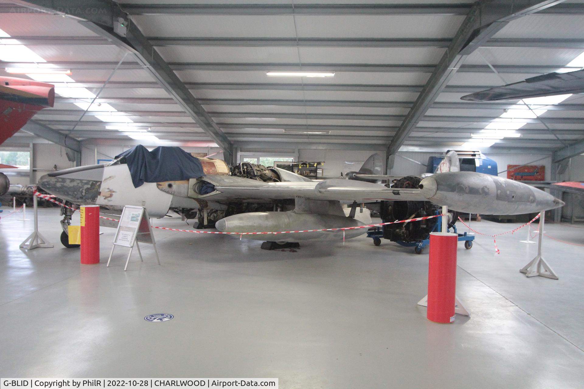 G-BLID, 1952 De Havilland (F+W Emmen) DH-112 Venom FB.50 C/N 815, J-1605 (G-BLID) 1952 F&W Emmen (DH112) Venom FB50 SwissAF Gatwick Aviation Museum