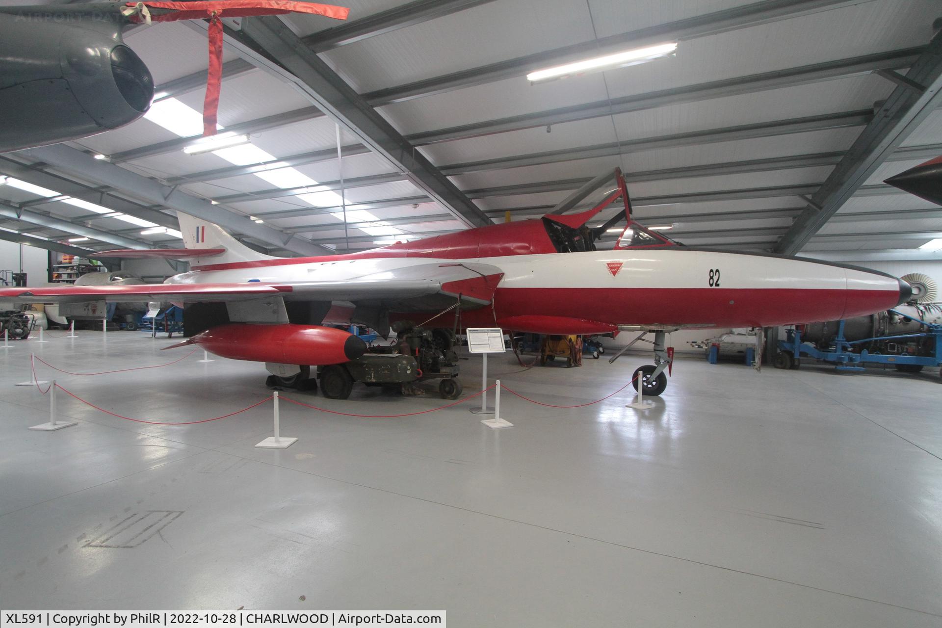 XL591, 1958 Hawker Hunter T.7 C/N 41H-693685, XL591 1958 Hawker Hunter T7B Gatwick Aviation Museum