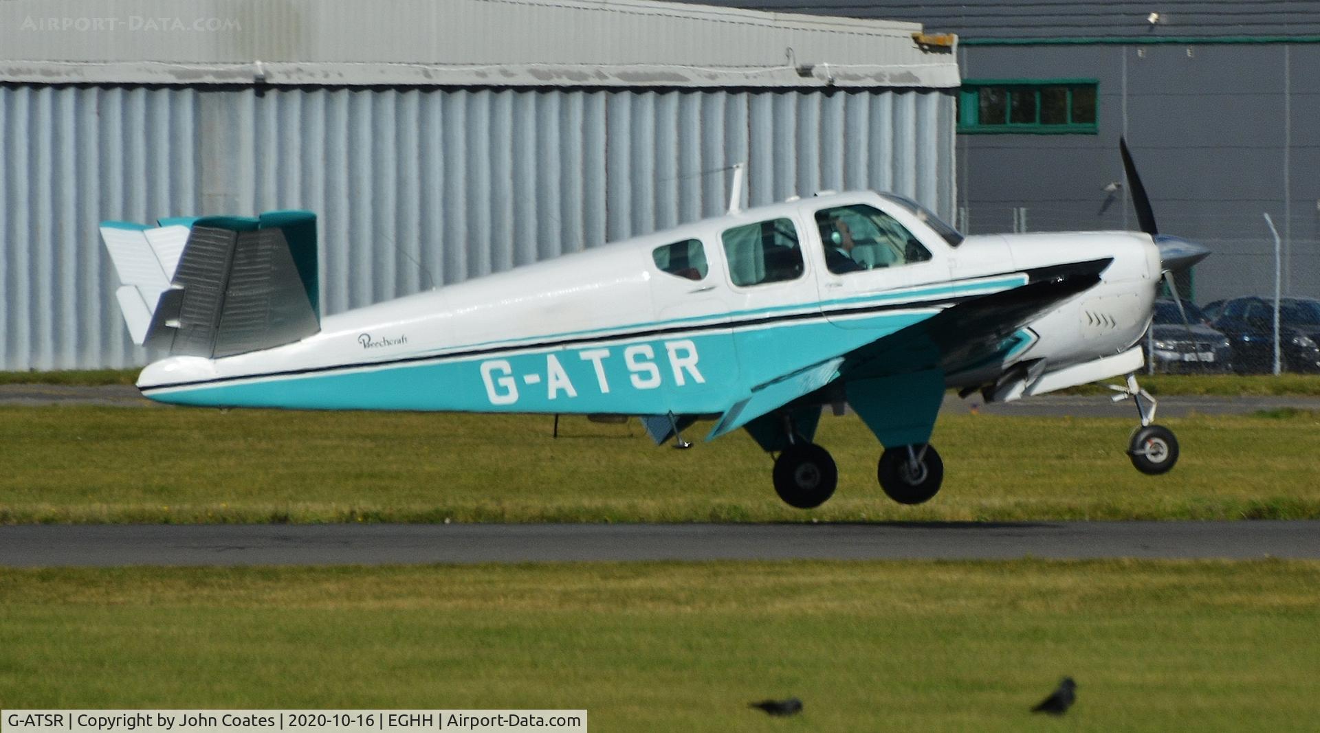 G-ATSR, 1959 Beech M35 Bonanza C/N D-6236, Touching down on 08